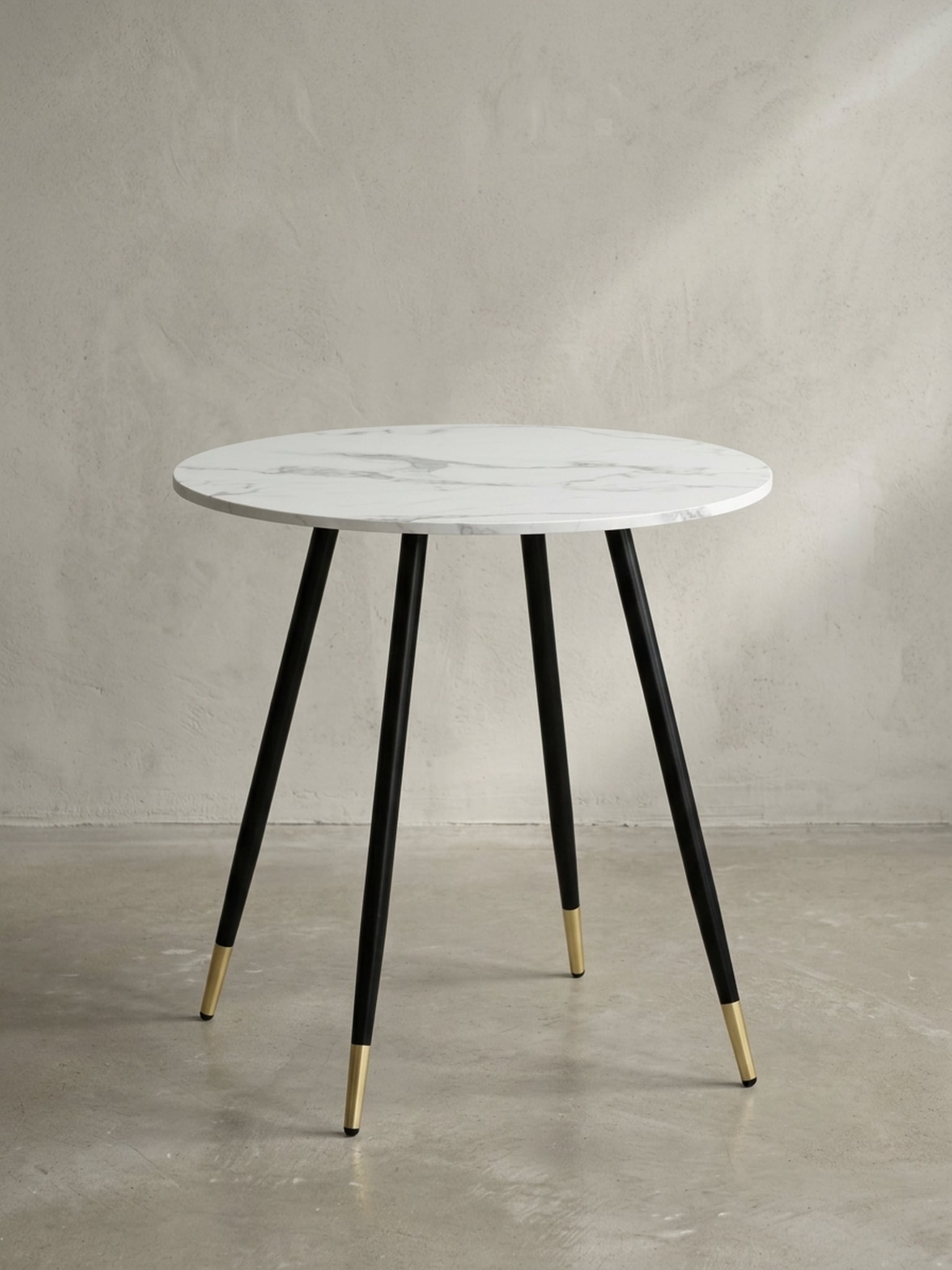 Esstisch Marmoroptik Metall Rund Modern, Wei&szlig; 75x75x76 cm - Bild 1
