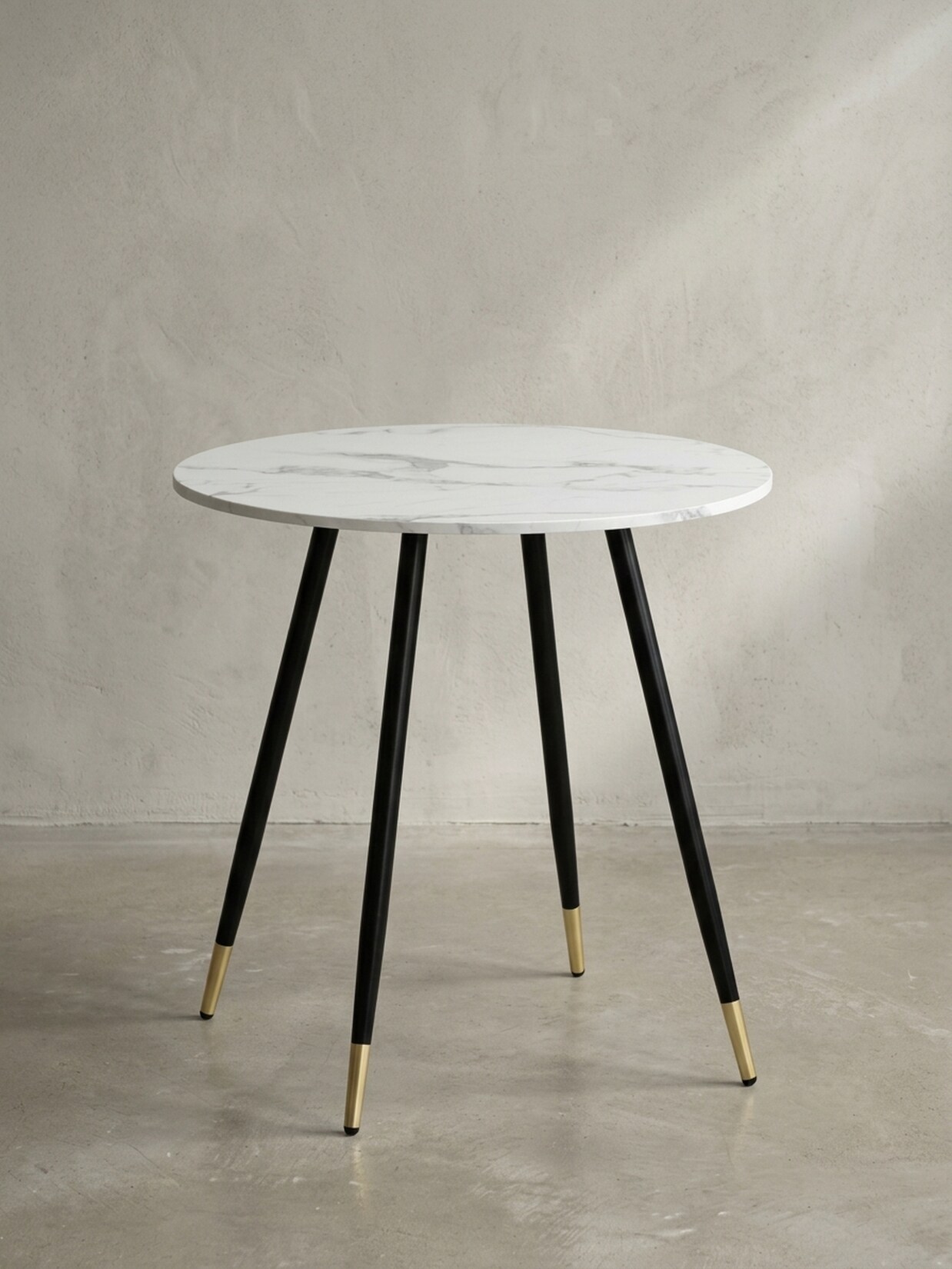 Esstisch Marmoroptik Metall Rund Modern, Weiß 75x75x76 cm