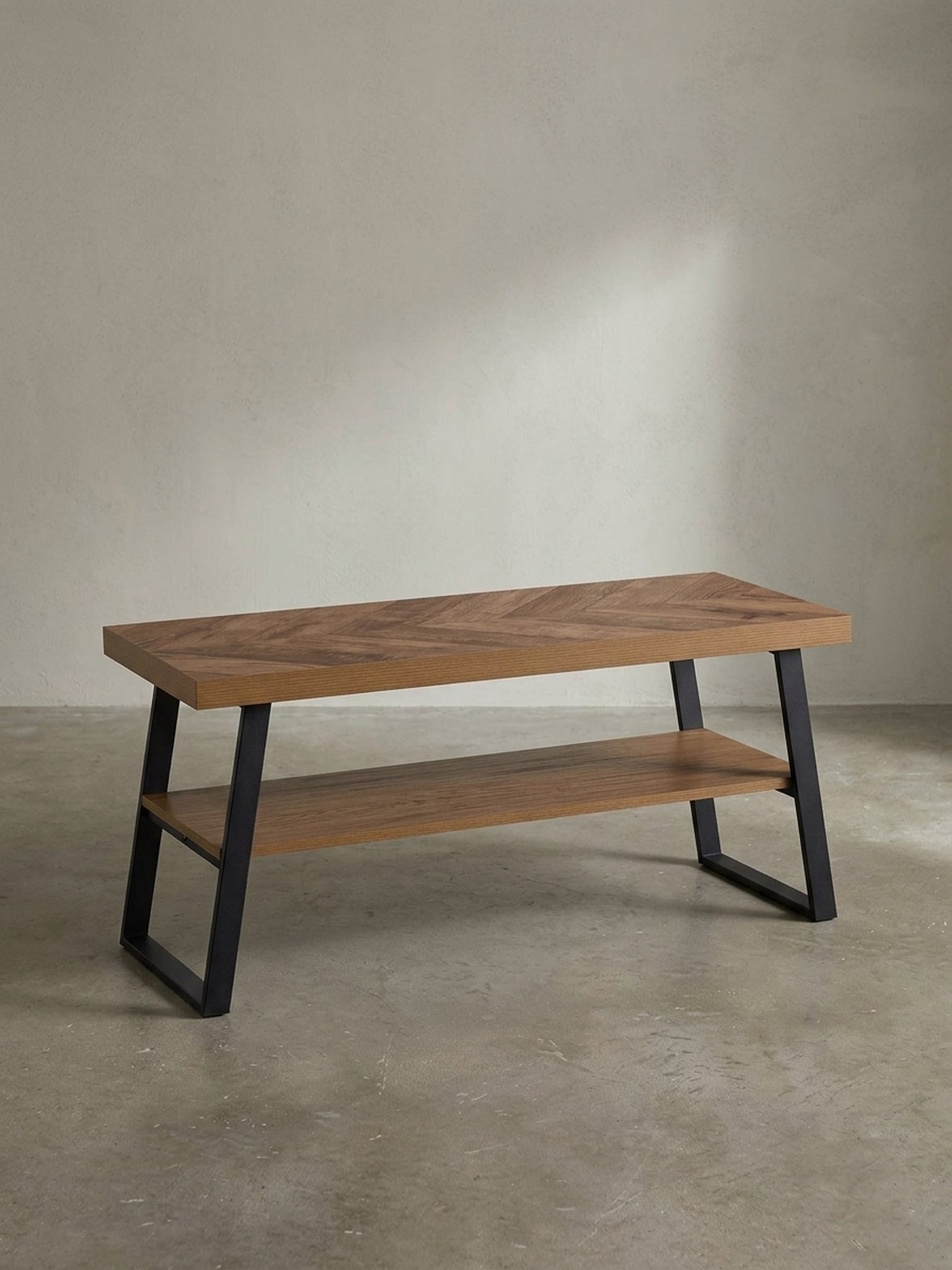 Schuhbank &ndash; 100x41x40 cm, Eiche-Dekor, Fischgr&auml;t, mit Ablage - Bild 1