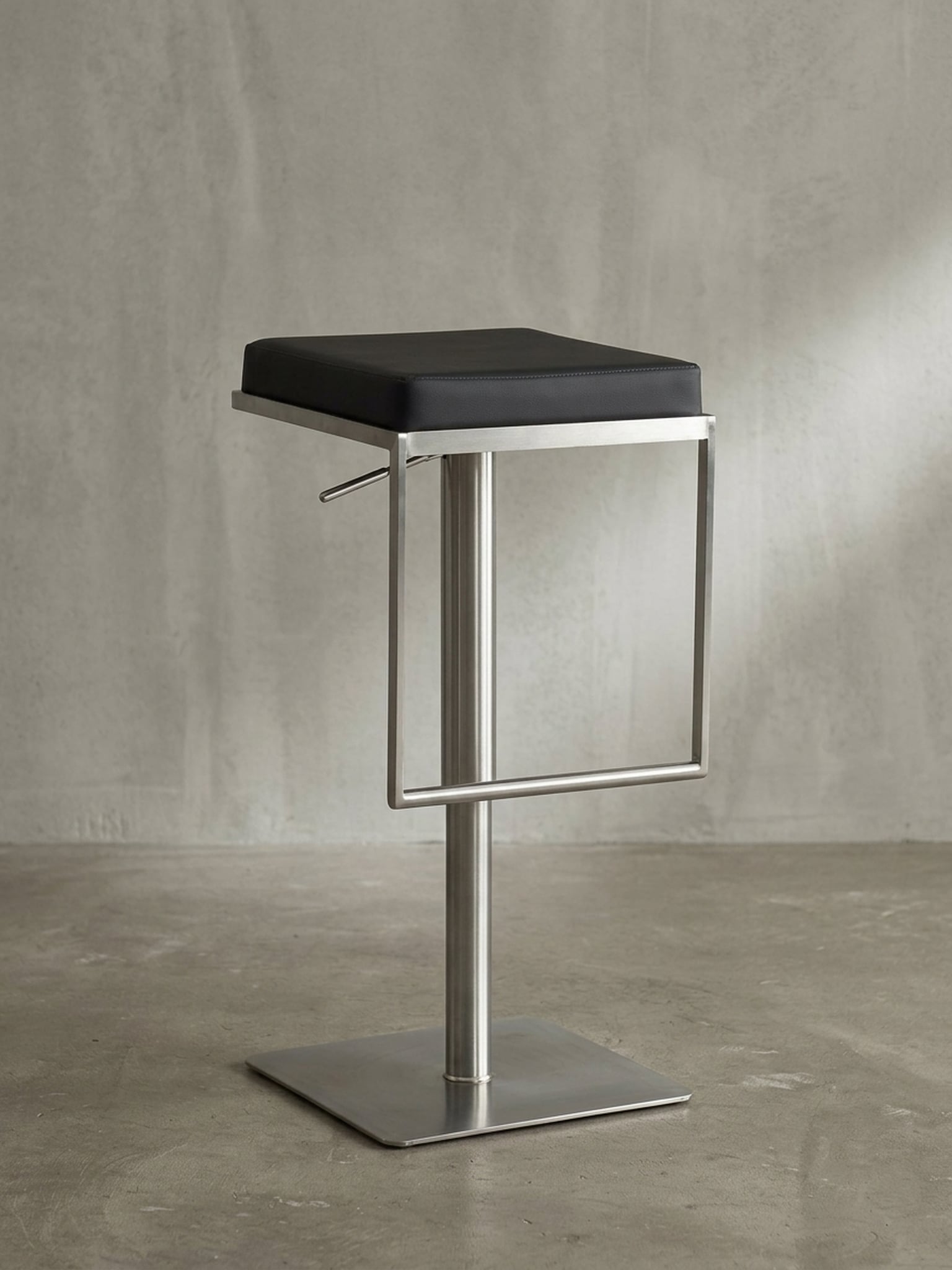 Barhocker &ndash; Schwarz, Kunstleder, Edelstahl, h&ouml;henverstellbar, drehbar, gepolstert, Modern - Bild 1