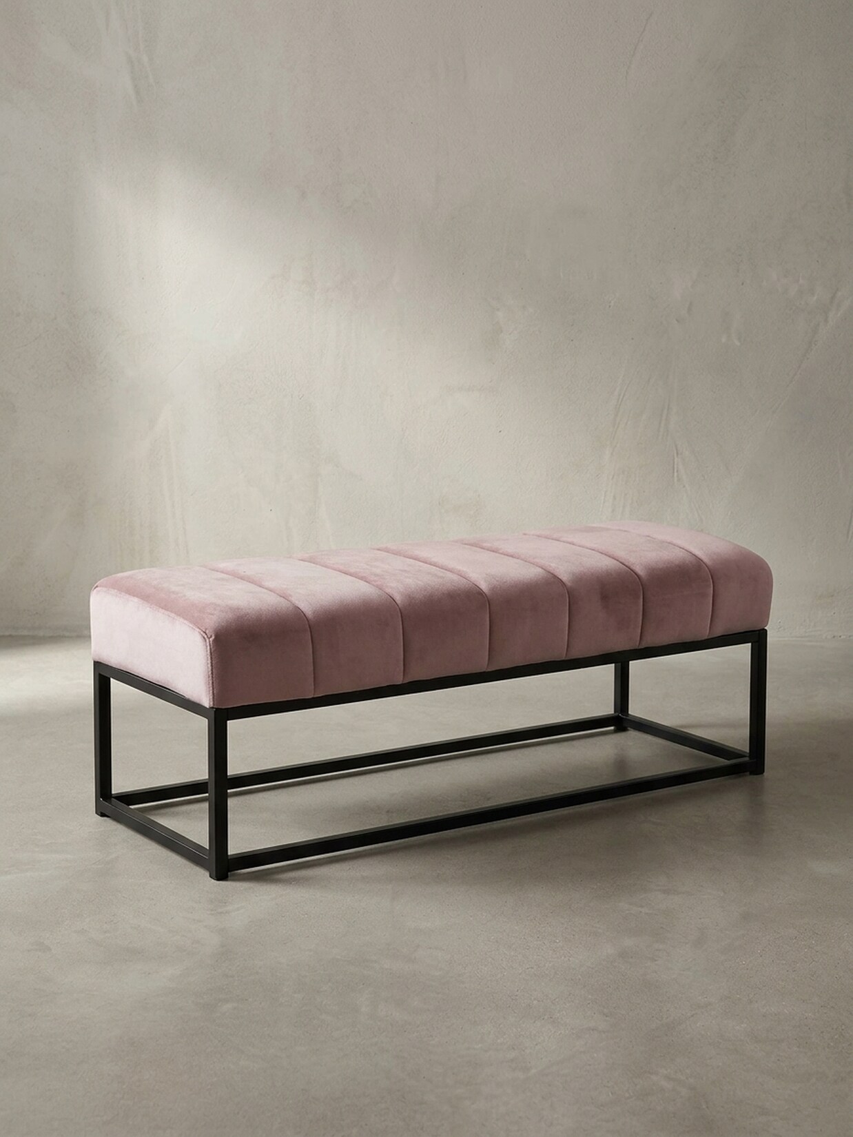 Sitzbank Samt Metallgestell gepolstert, Rosa 108x40x40 cm