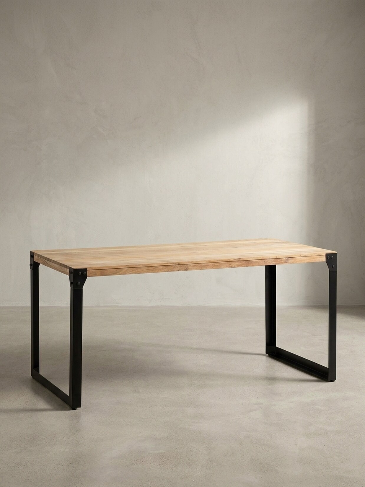 Esstisch Massivholz Metall Rechteckig Industrial, Akazie 180x90x76 cm