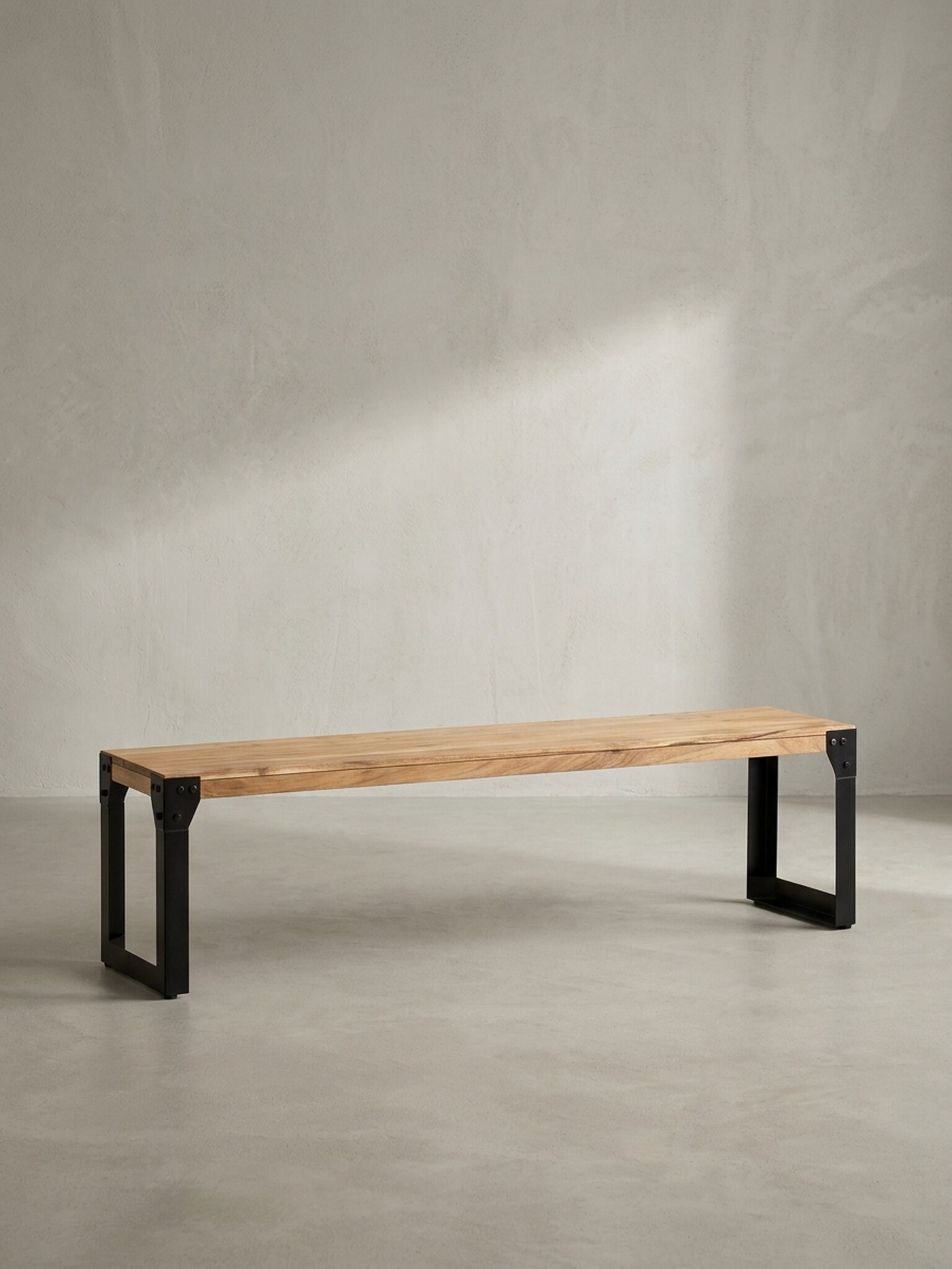 Esszimmerbank Massivholz Metall ohne Lehne, Akazie 120x40x45 cm - Bild 1