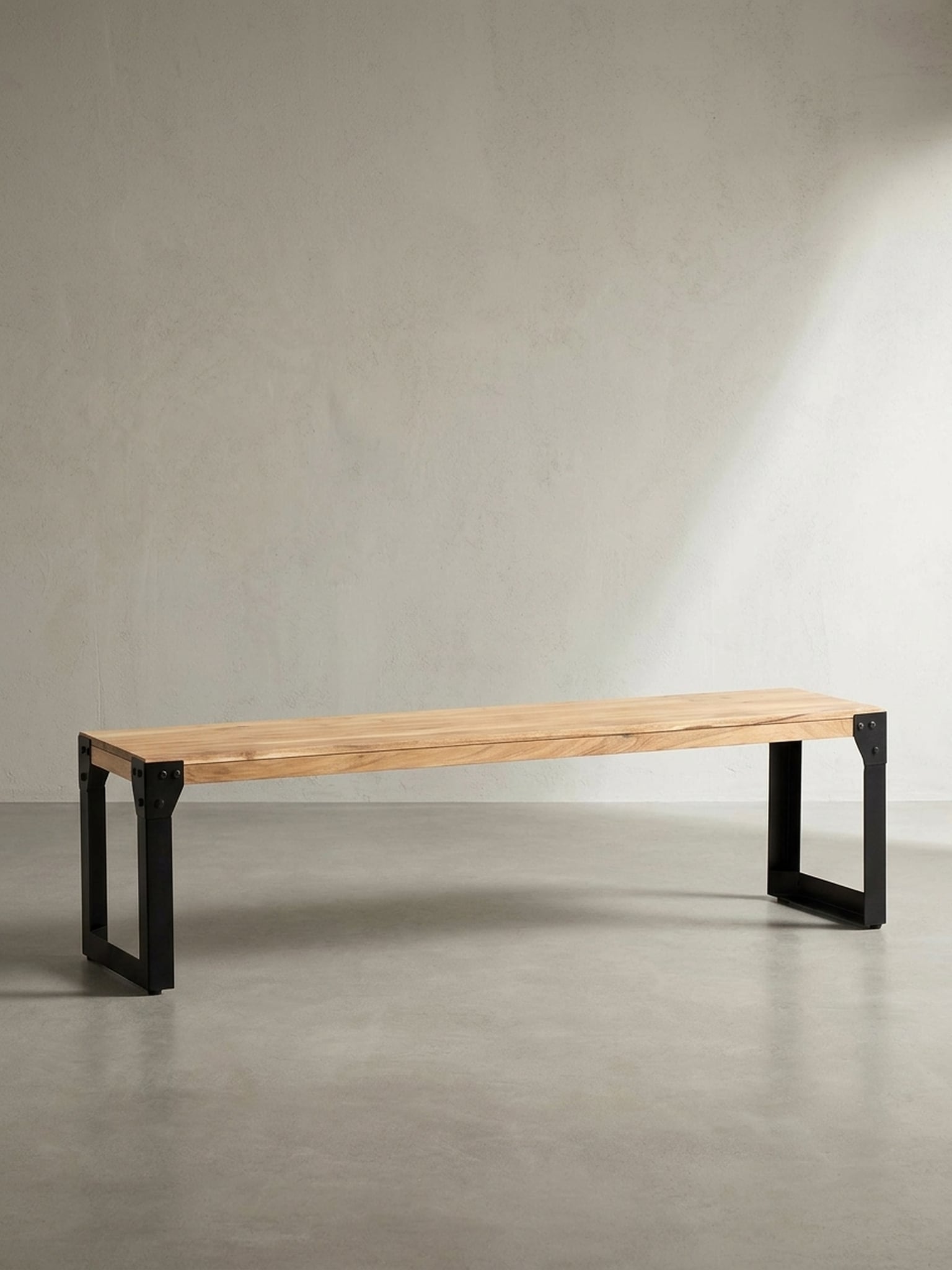 Esszimmerbank Massivholz Metall ohne Lehne, Akazie 160x40x45 cm - Bild 1
