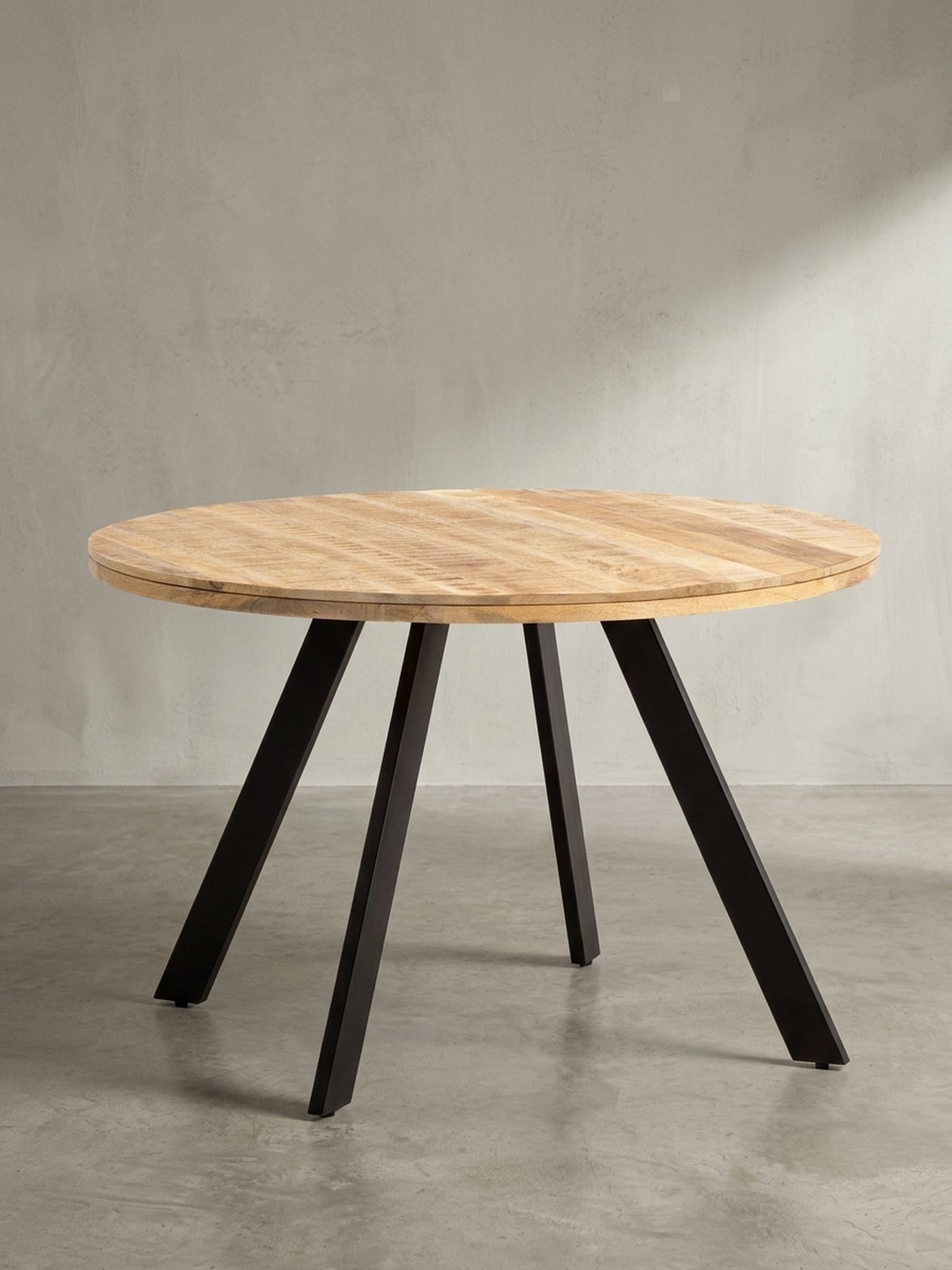 Esszimmertisch &ndash; Rund Mango Massivholz 120x120x76 cm Metallbeine - Bild 1