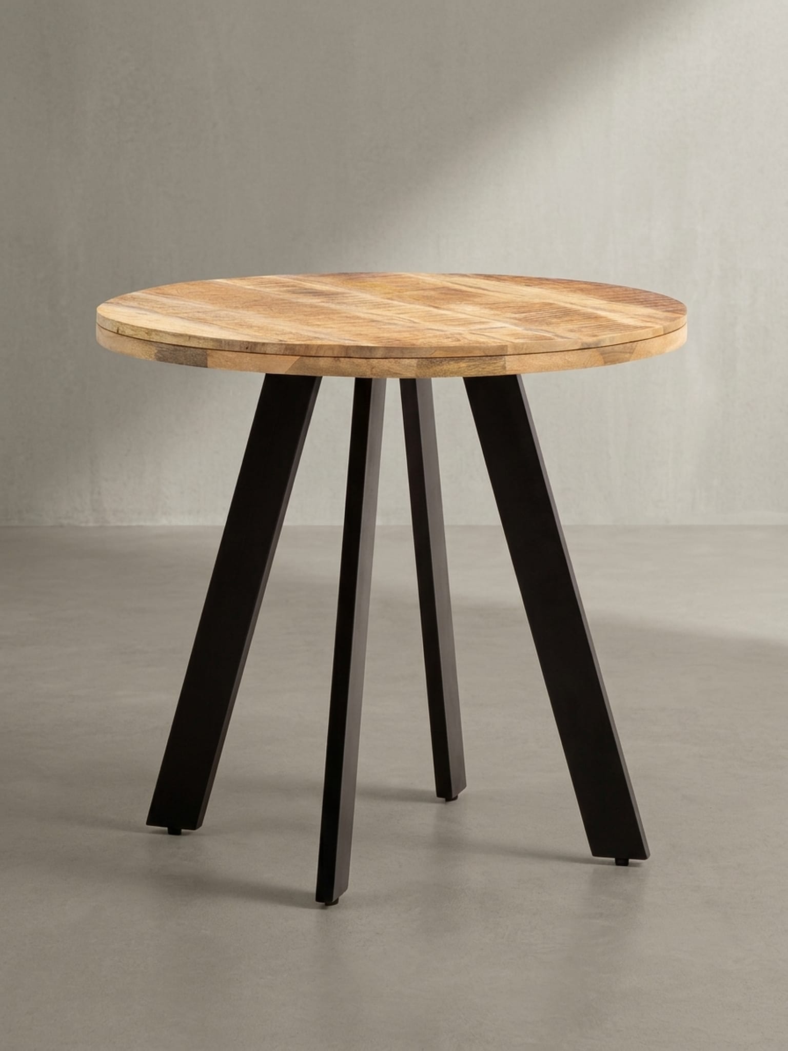 Esszimmertisch &ndash; Rund Mango Massivholz 80x80x75 cm Metallbeine Modern - Bild 1