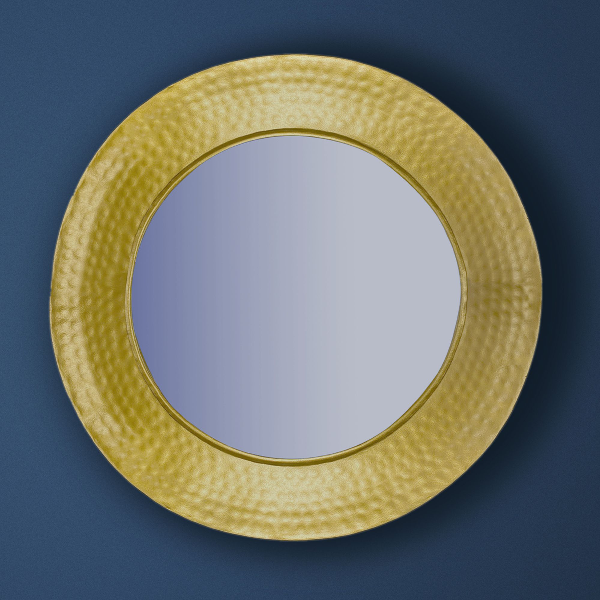 Wandspiegel Rund Metall Gold 60 cm Hammerschlag-Optik - Bild 1