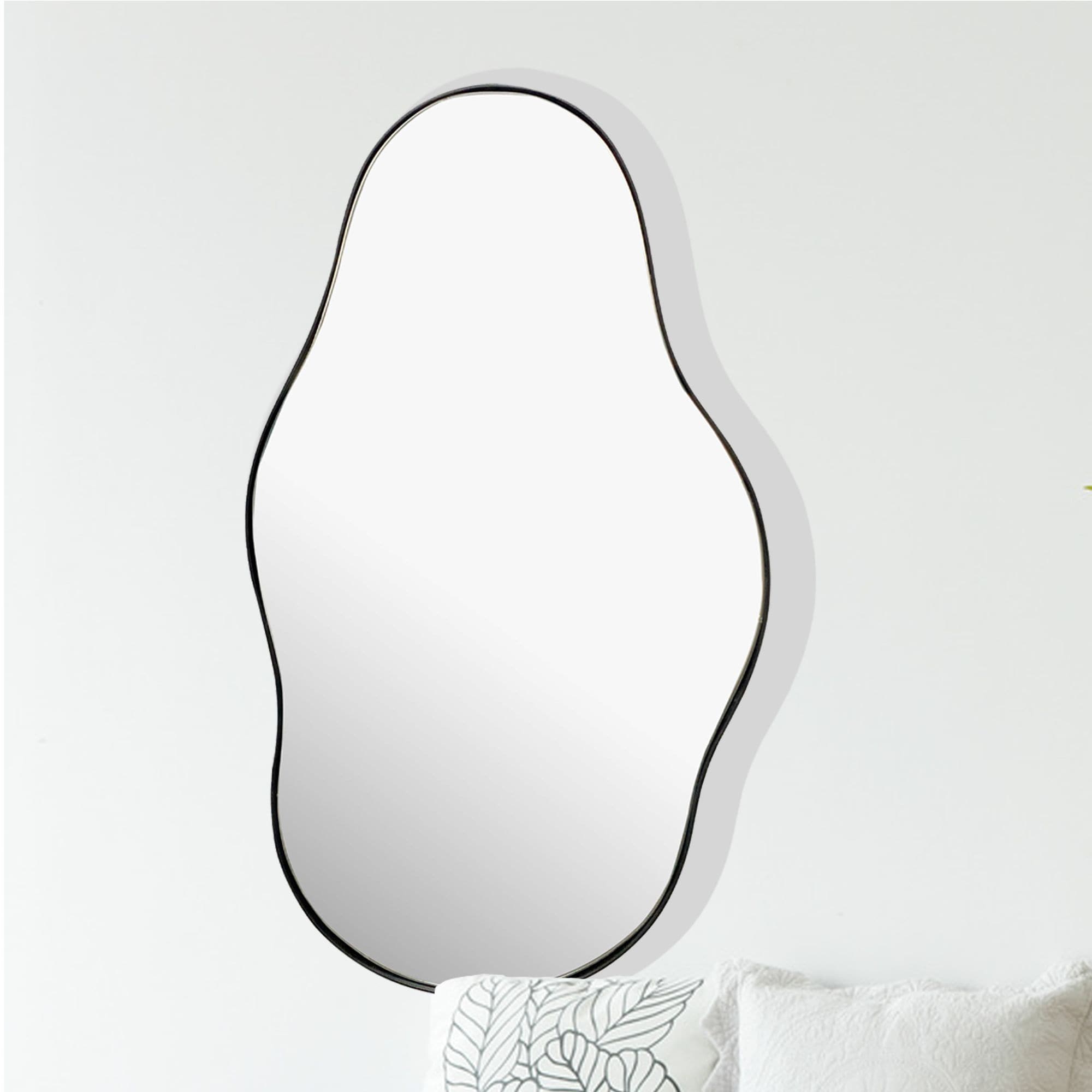 Wandspiegel Asymmetrisch Metall Schwarz 40x80 cm Moderner Rahmen - Bild 1