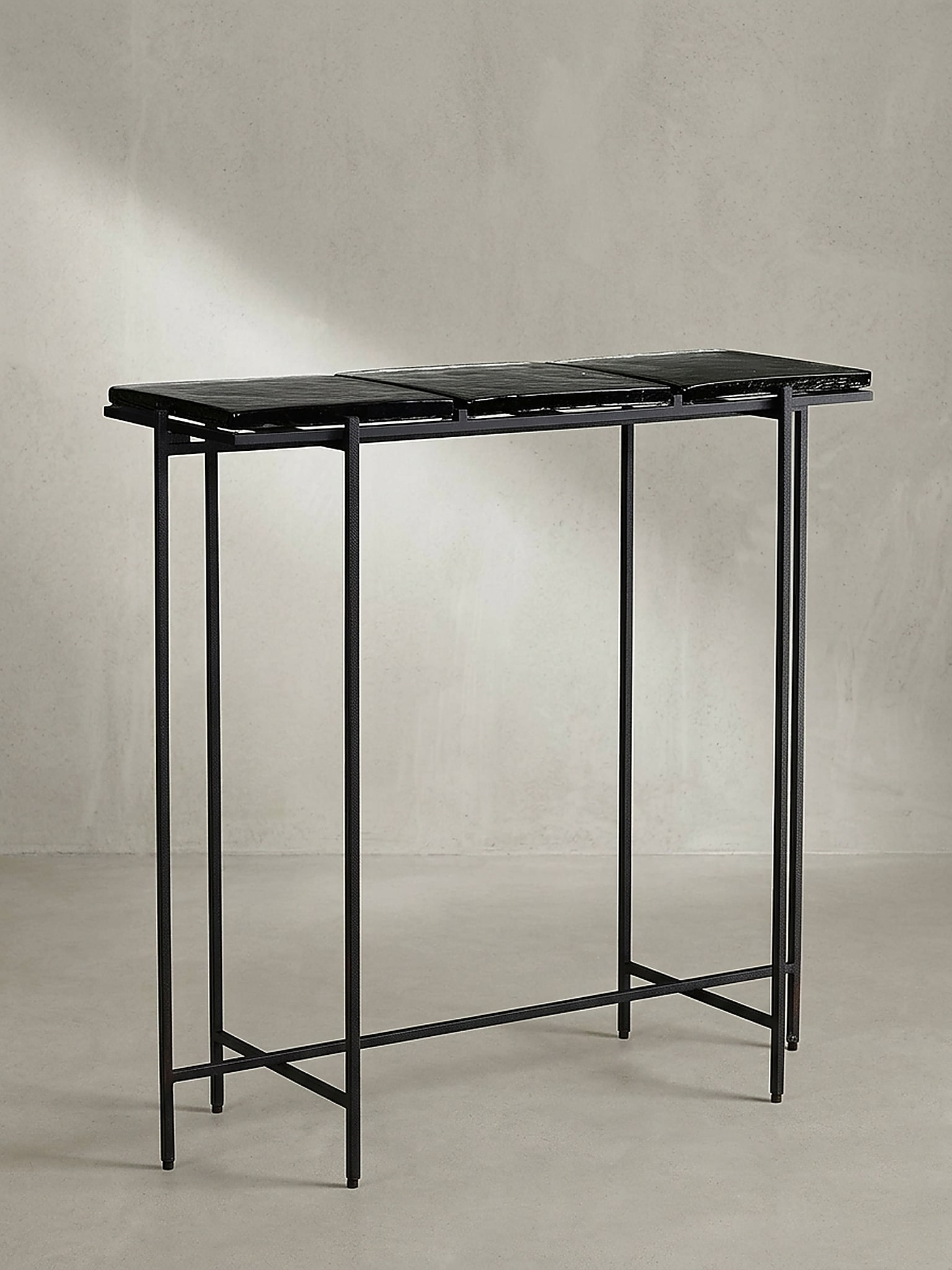 Konsolentisch &ndash; Schwarz/Glas, 90x29x85&nbsp;cm, Metallgestell, mit abnehmbaren Tischplatten - Bild 1