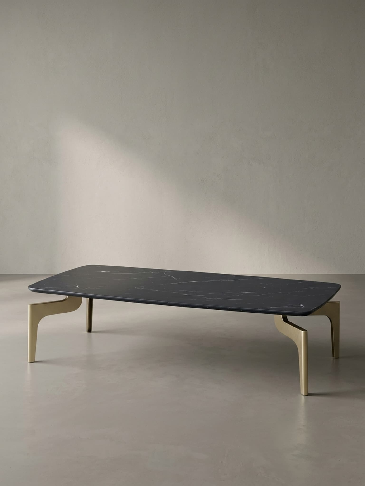 Couchtisch Schwarz/Gold Hochglanz Marmor Optik 120x60x30.5 cm Metall-Gestell - Bild 1