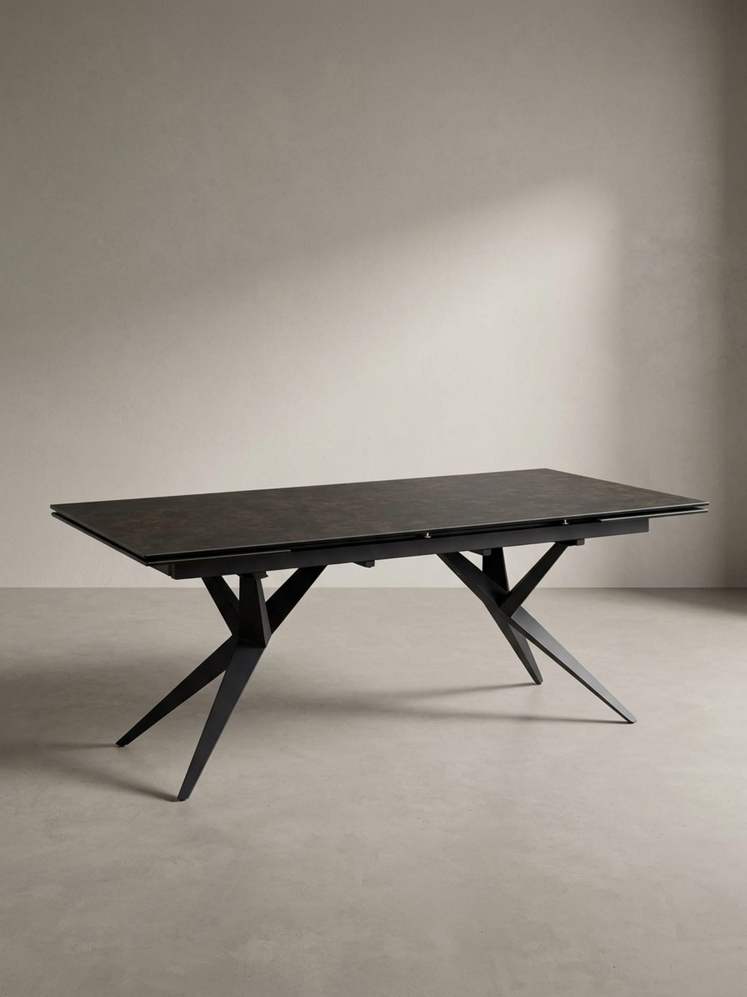 Esstisch Ausziehbar Keramik Glas Marmoroptik Gro&szlig;, Schwarz 180x95x76 cm - Bild 1
