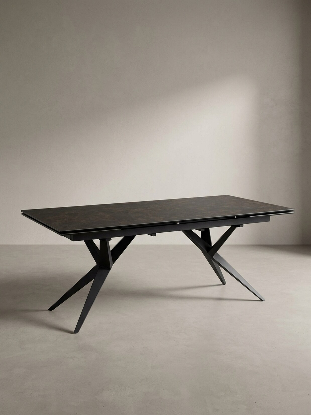 Esstisch Ausziehbar Keramik Glas Marmoroptik Groß, Schwarz 180x95x76 cm