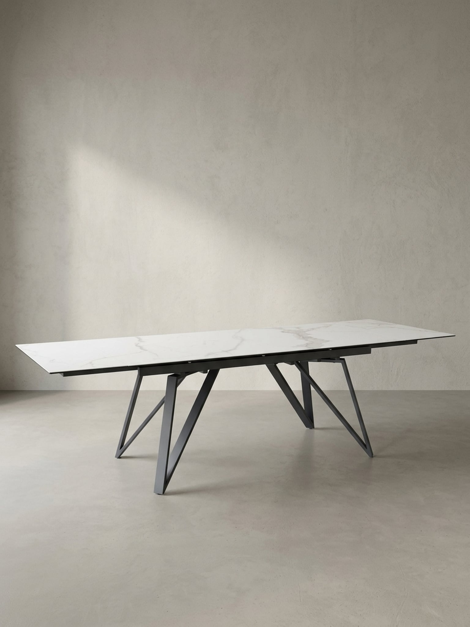 Esstisch Ausziehbar Keramik Glas Marmoroptik Rechteckig Gro&szlig;, Wei&szlig; 180x95x76 cm - Bild 1