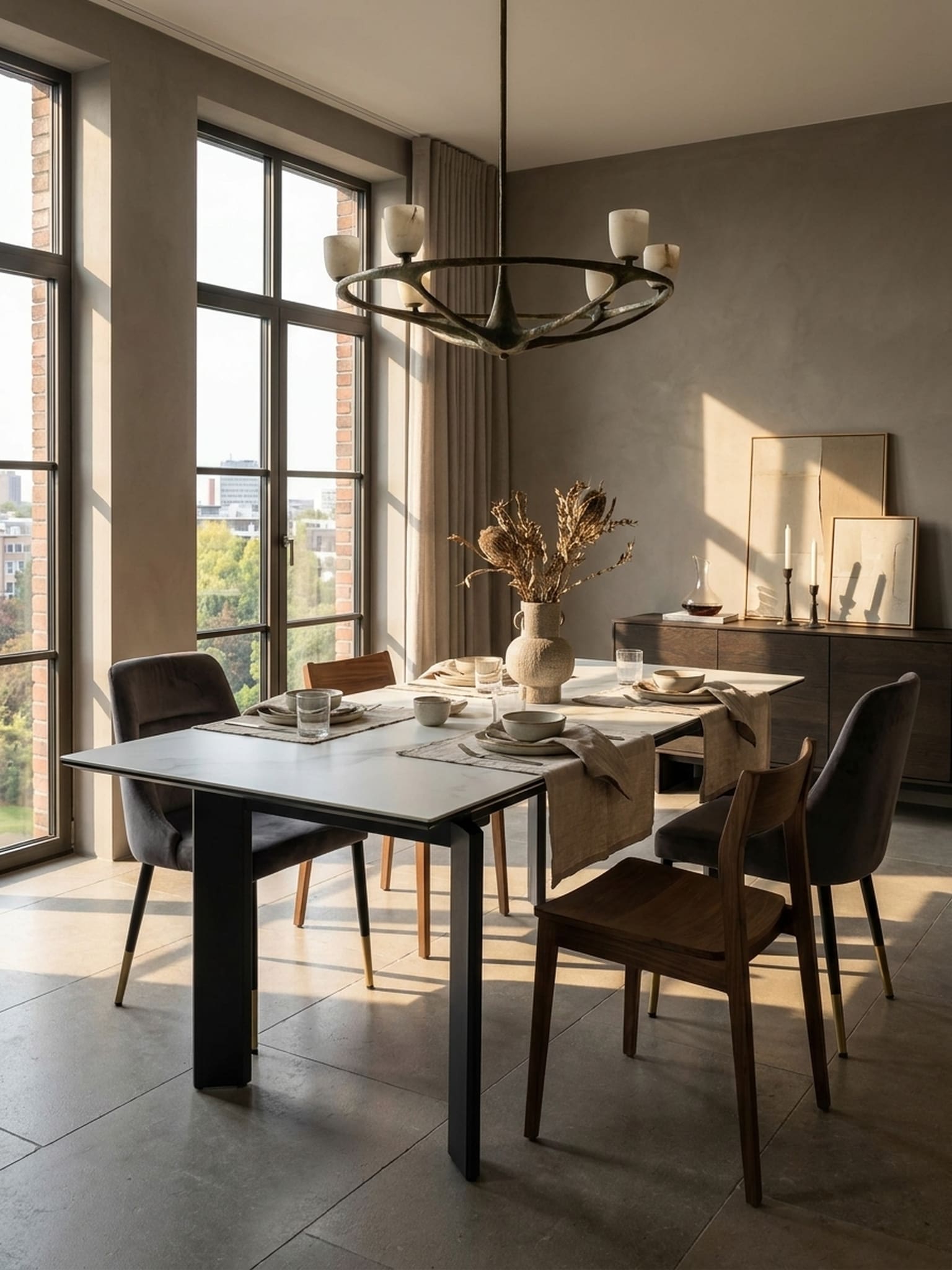 Esstisch Keramik Glas Metall Ausziehbar Marmoroptik, Wei&szlig; 180x95x77 cm - Bild 1