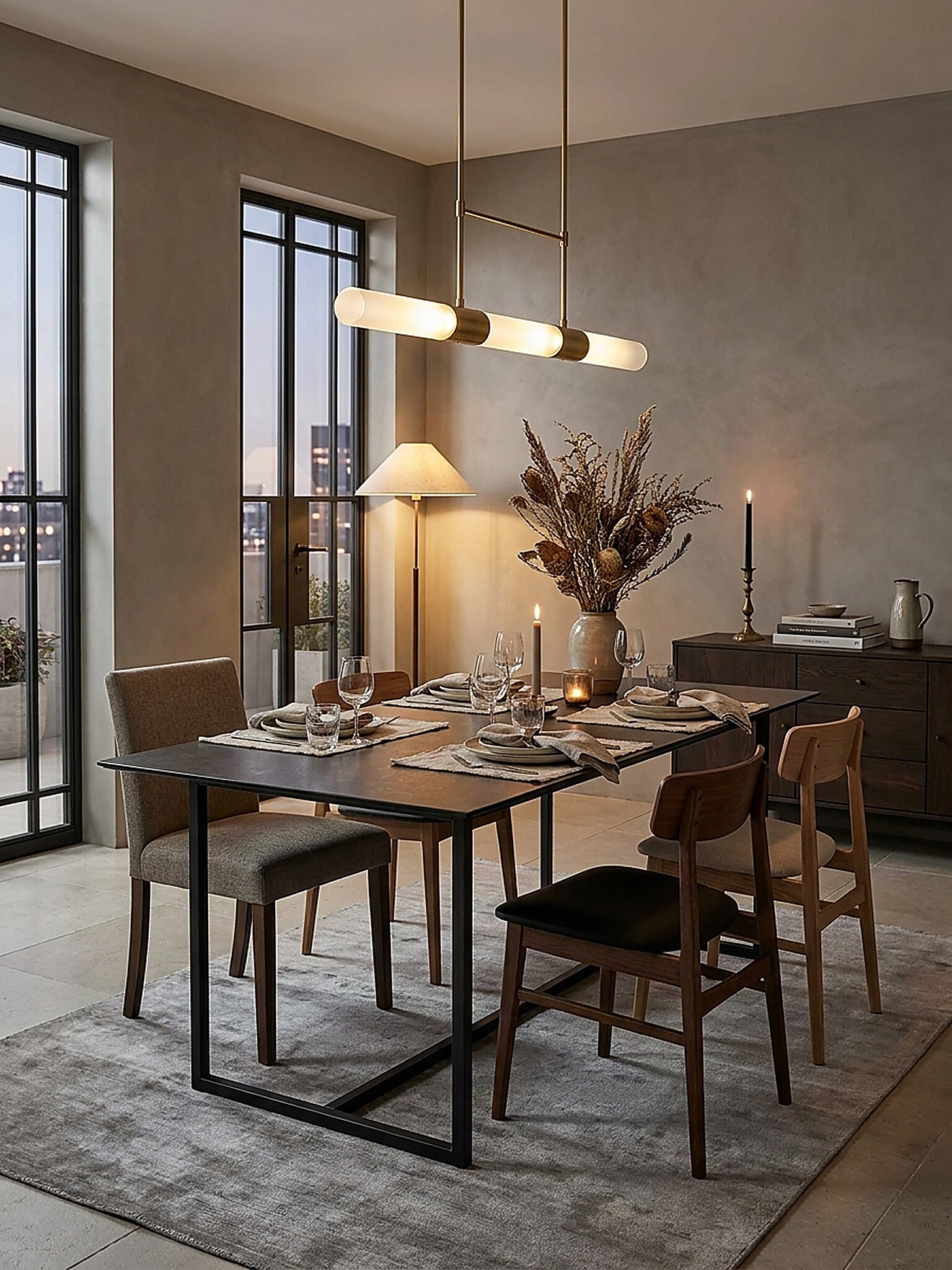 Esstisch Keramik Glas Metall Rechteckig Marmoroptik Gro&szlig;, Schwarz 180x90x76 cm - Bild 1