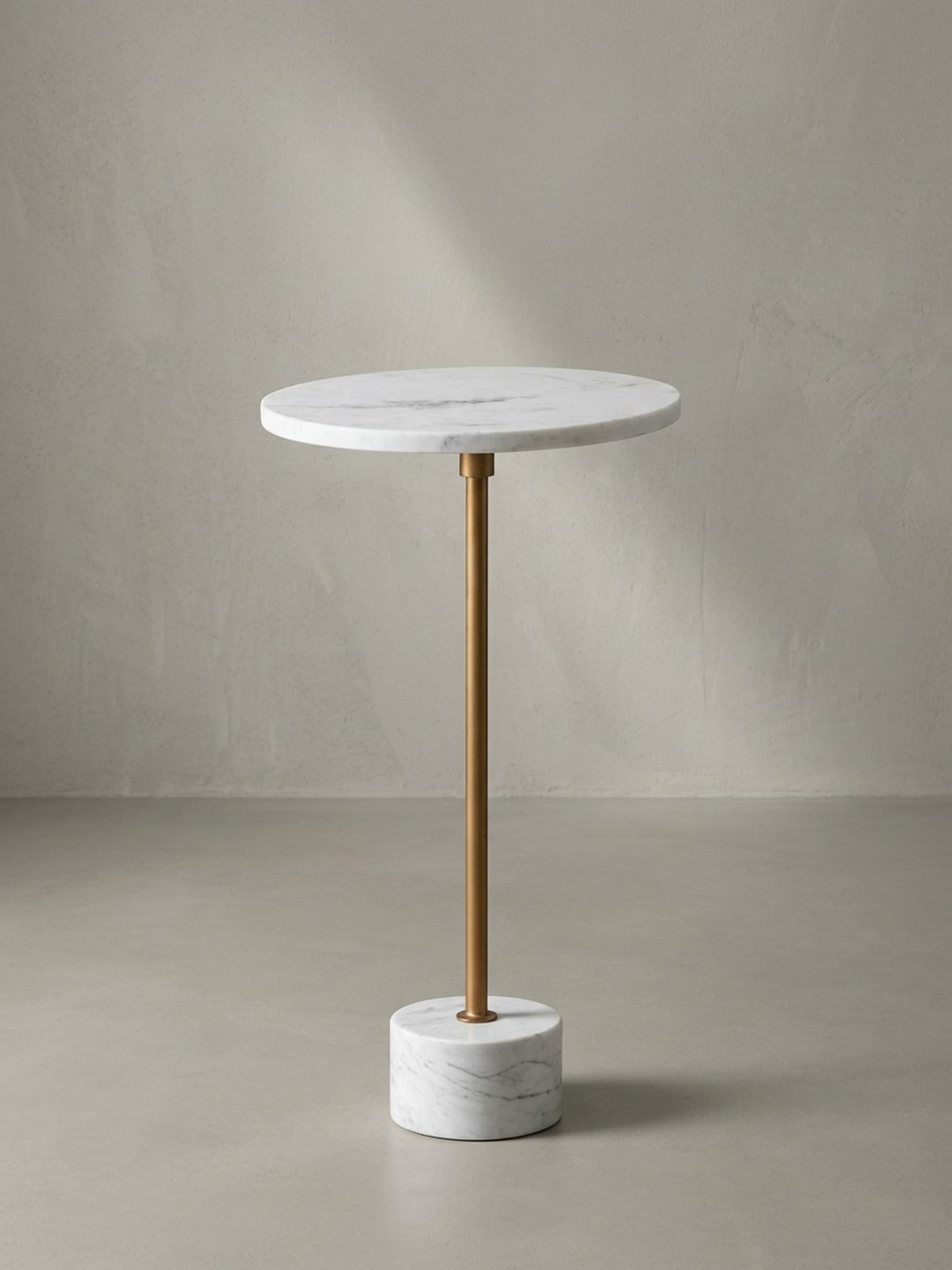 Beistelltisch &ndash; Rund Echter Marmor Wei&szlig; Gold 30x30x55,5 cm - Bild 1