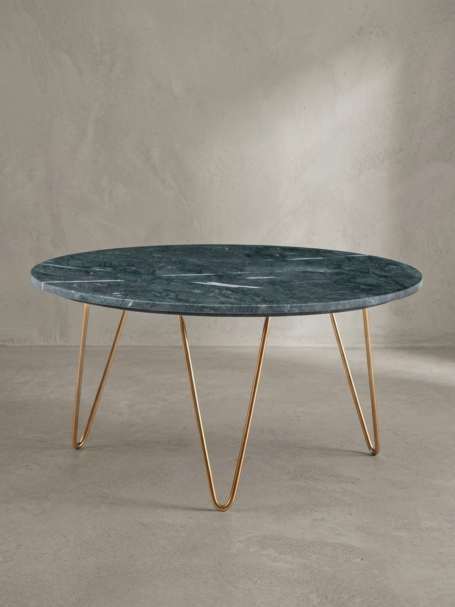 Couchtisch Gr&uuml;n Marmor Dreibein Design 70x70x35 cm, Rund Modern Gold Metall - Bild 1