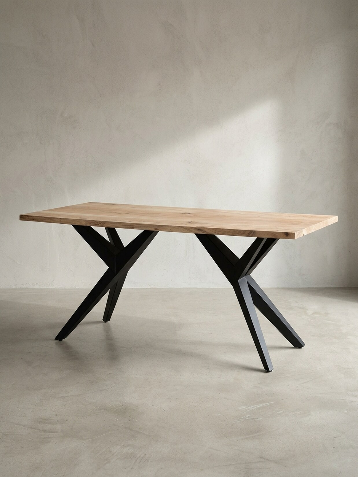 Esstisch Massivholz Metall Rechteckig Loft-Stil, Akazie 120x60x76 cm