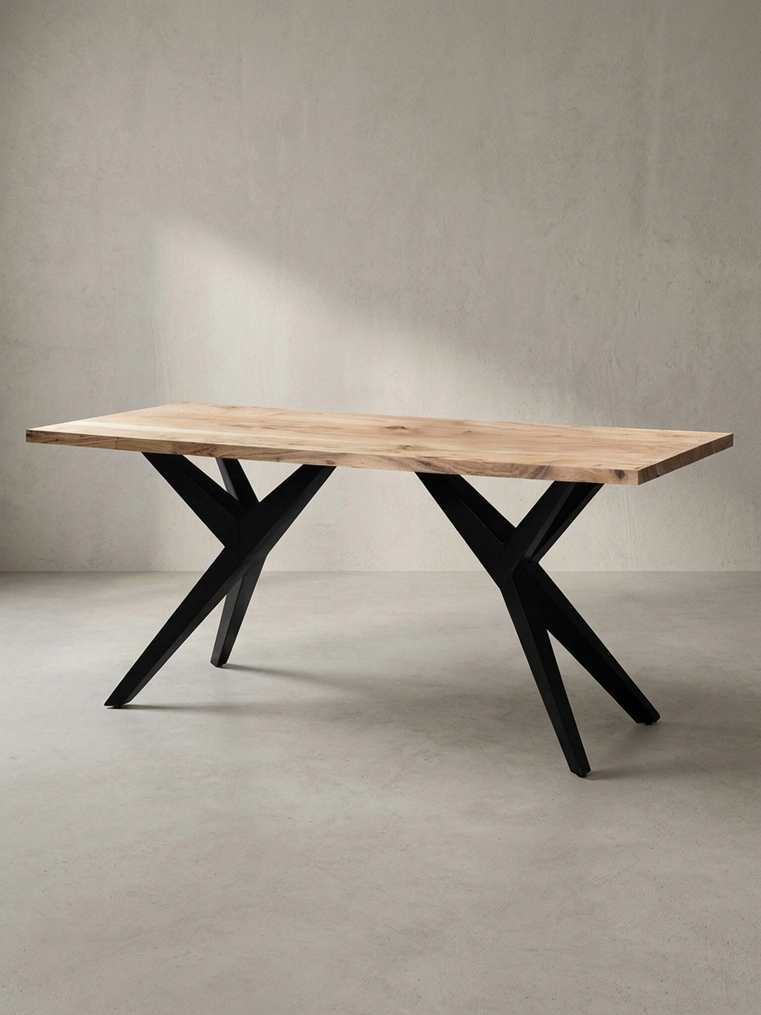 Esstisch Massivholz Metall Rechteckig Loft-Stil, Akazie 180x90x76 cm - Bild 1