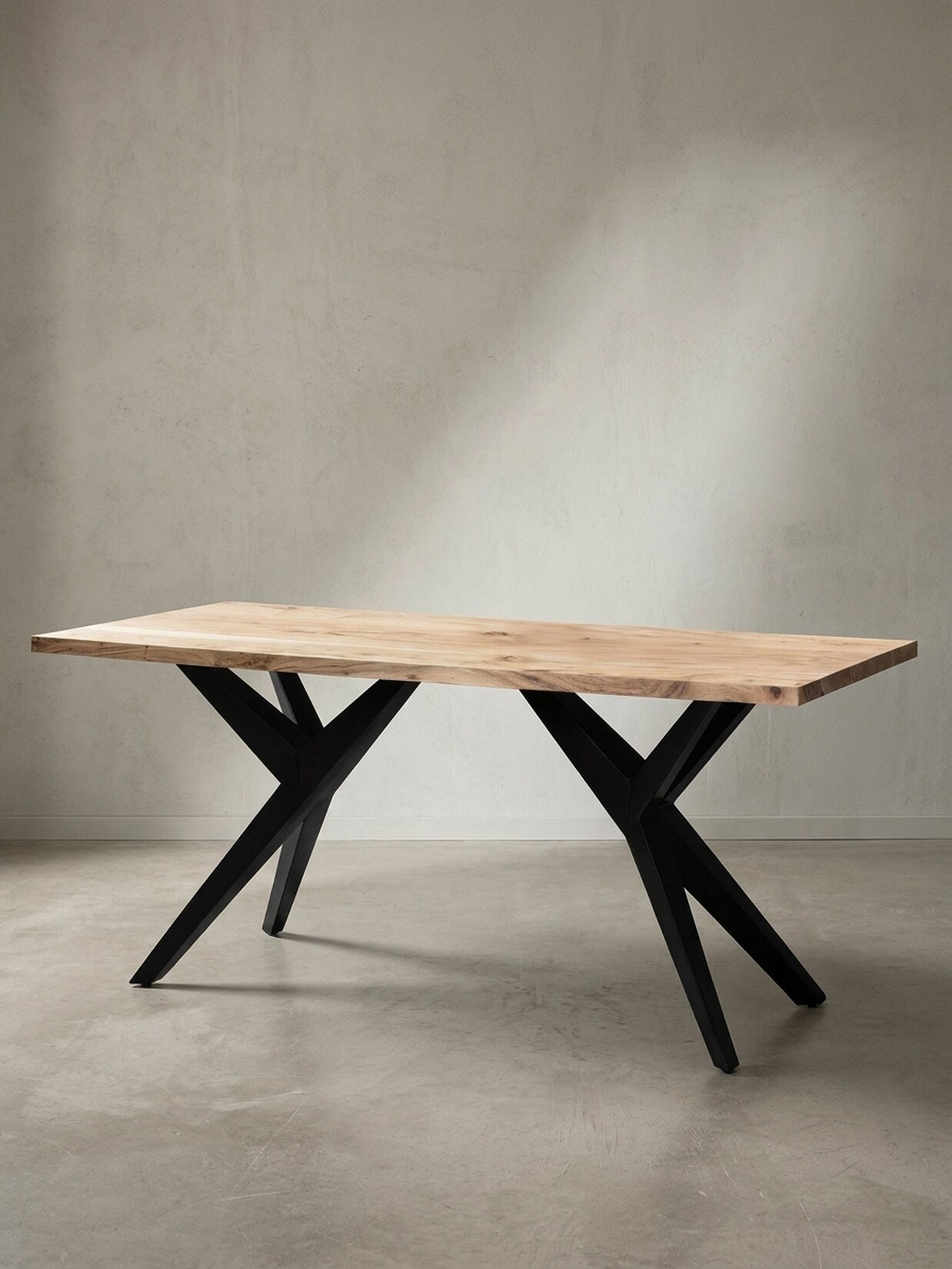 Esstisch Massivholz Metall Rechteckig Loft-Stil, Akazie 200x100x76 cm