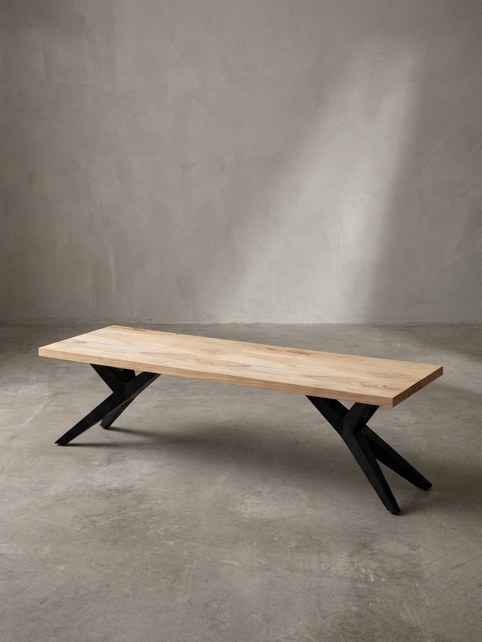 Esszimmerbank Massivholz Metall Loft-Stil, Akazie 120x45x45 cm - Bild 1
