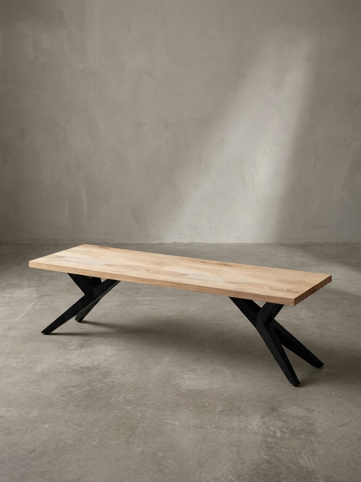 Esszimmerbank Massivholz Metall Loft-Stil, Akazie 120x45x45 cm