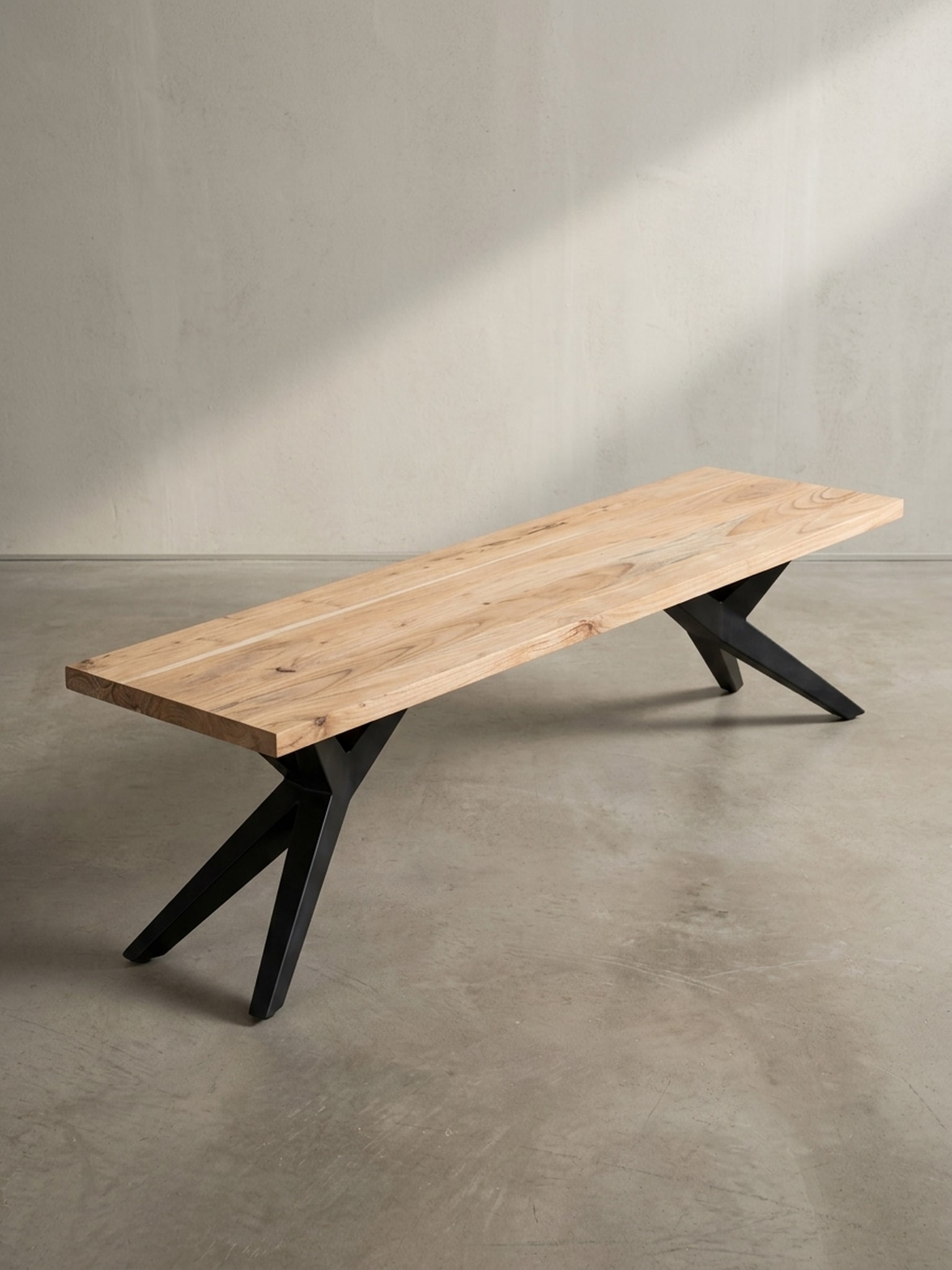 Esszimmerbank Massivholz Metall Loft-Stil, Akazie 160x45x45 cm - Bild 1