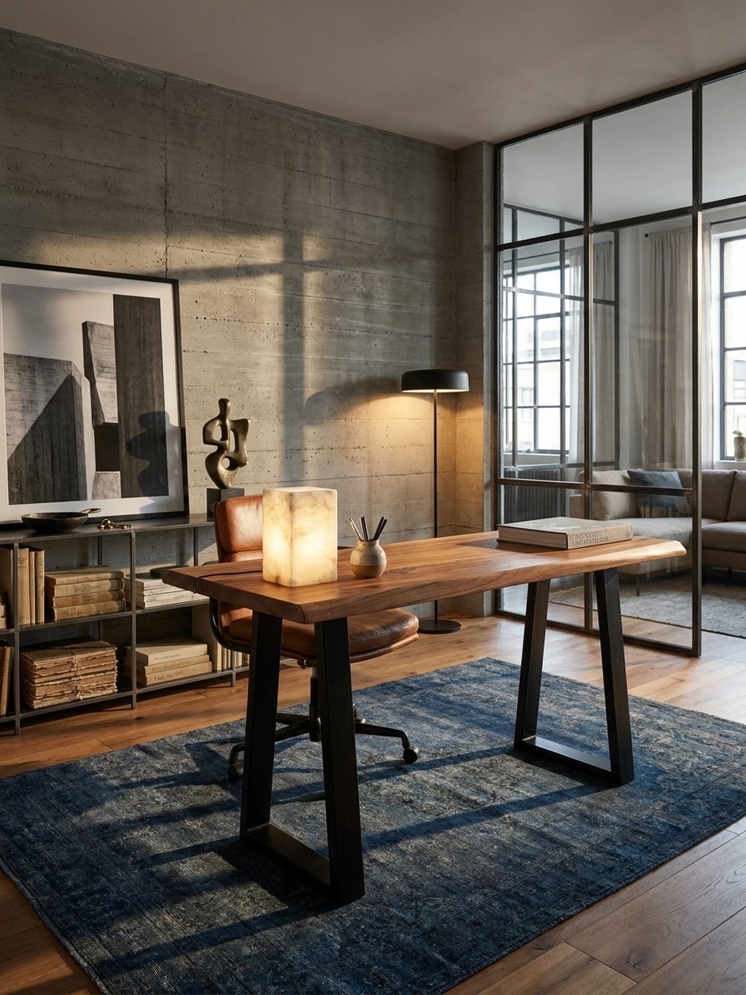 Schreibtisch &ndash; Akazie/Metall, 118x41x76,5 cm, Baumkante, schmal - Bild 1