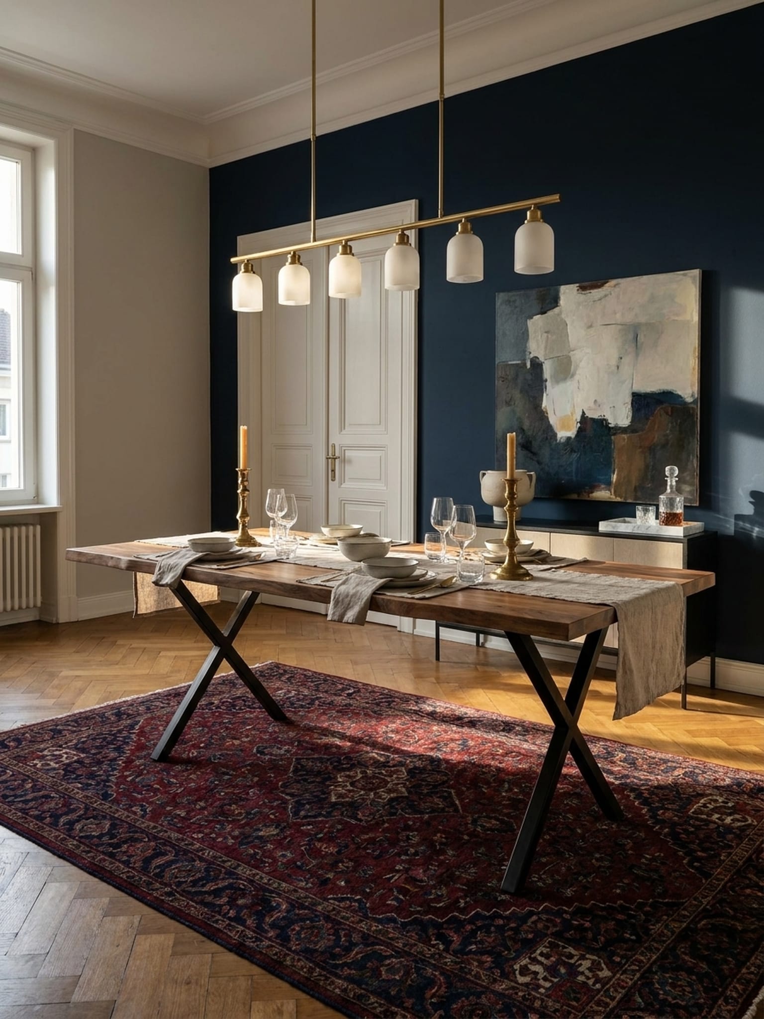 Esstisch Massivholz Metall X-Gestell Baumkante Rechteckig, Akazie 200x100x76 cm - Bild 1