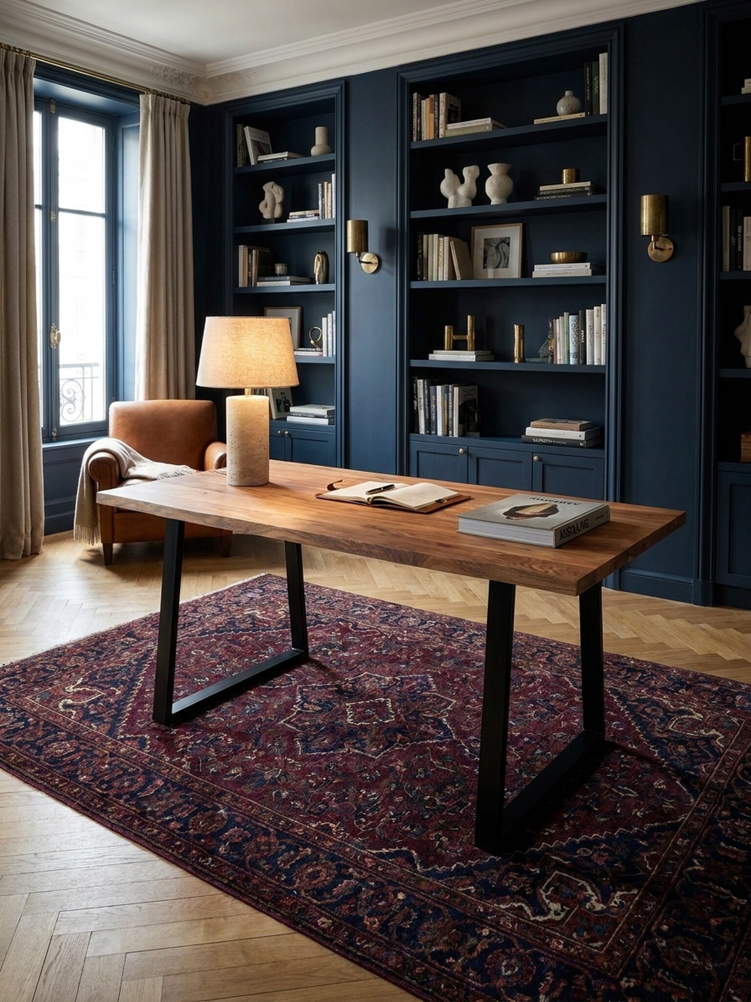 Schreibtisch Massivholz Baumkante Trapezgestell, Akazie 180x90x76 cm - Bild 1