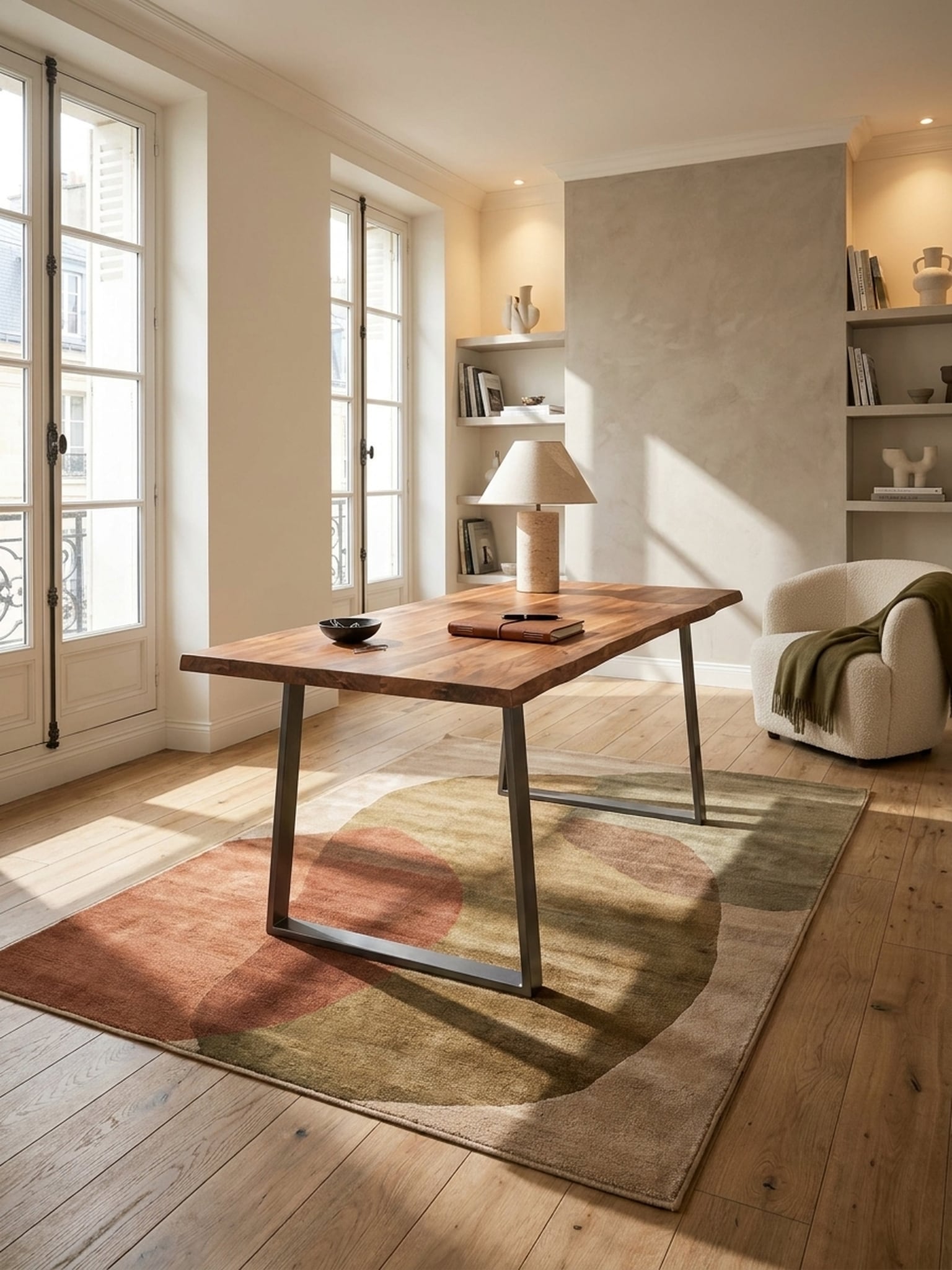 Schreibtisch Massivholz Baumkante mit Trapezgestell, Akazie 140x80x76 cm - Bild 1