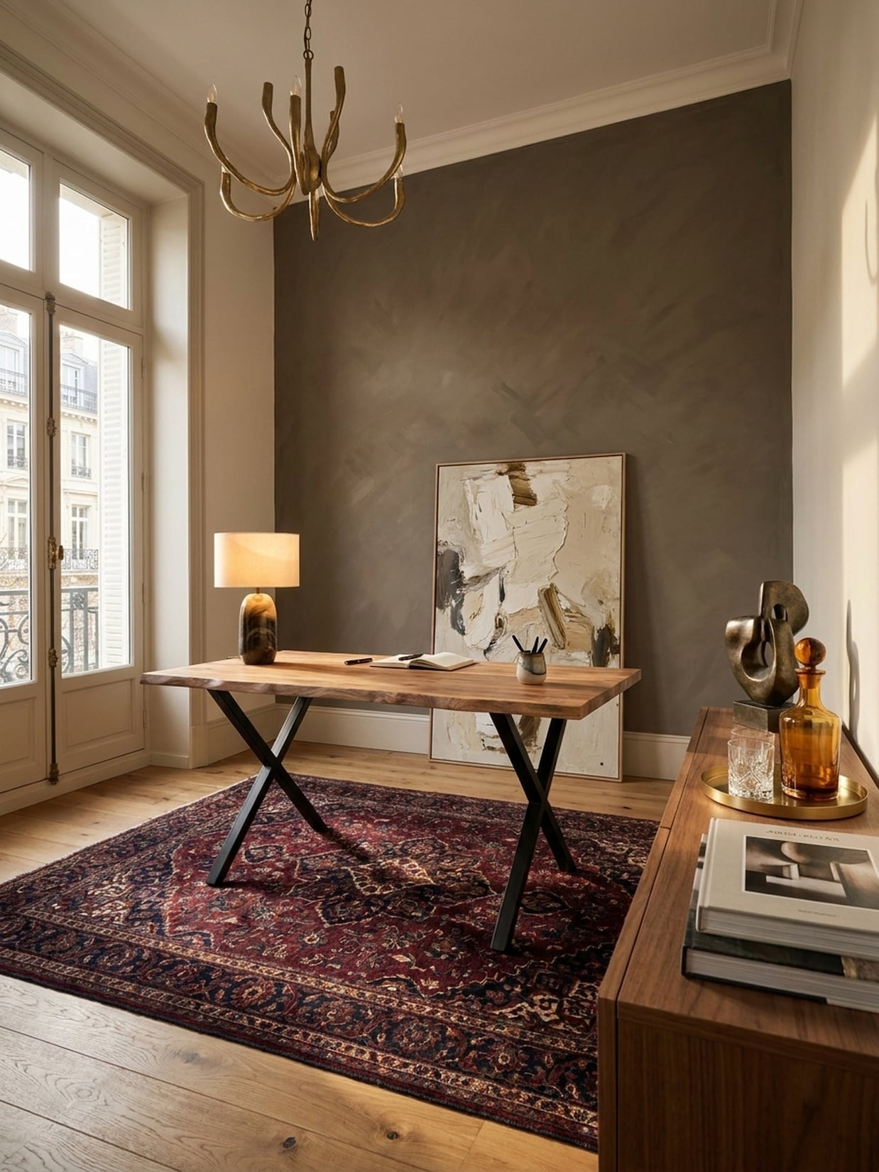 Schreibtisch Massivholz Baumkante X-Gestell, Akazie 180x90x76 cm