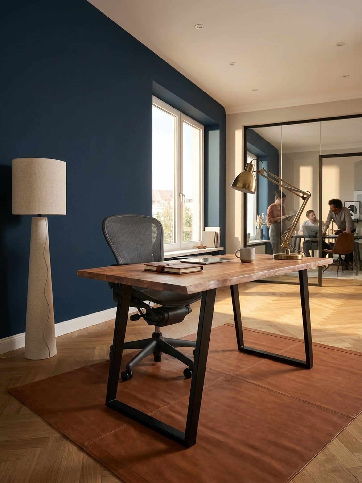 Schreibtisch Massivholz Baumkante mit U-Gestell, Akazie 120x60x76 cm - Bild 1
