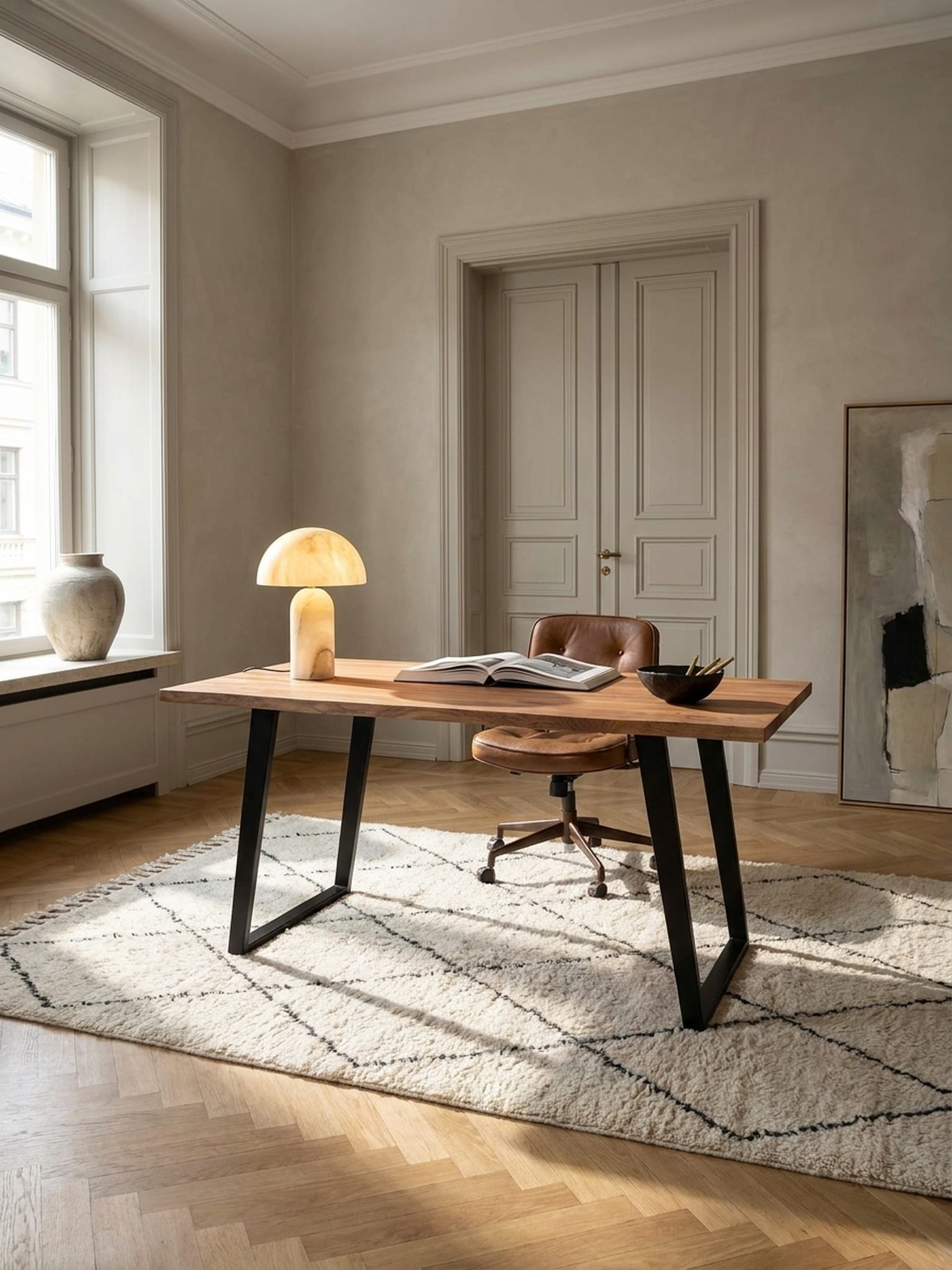 Schreibtisch Massivholz Baumkante mit U-Gestell, Akazie 140x80x76 cm - Bild 1