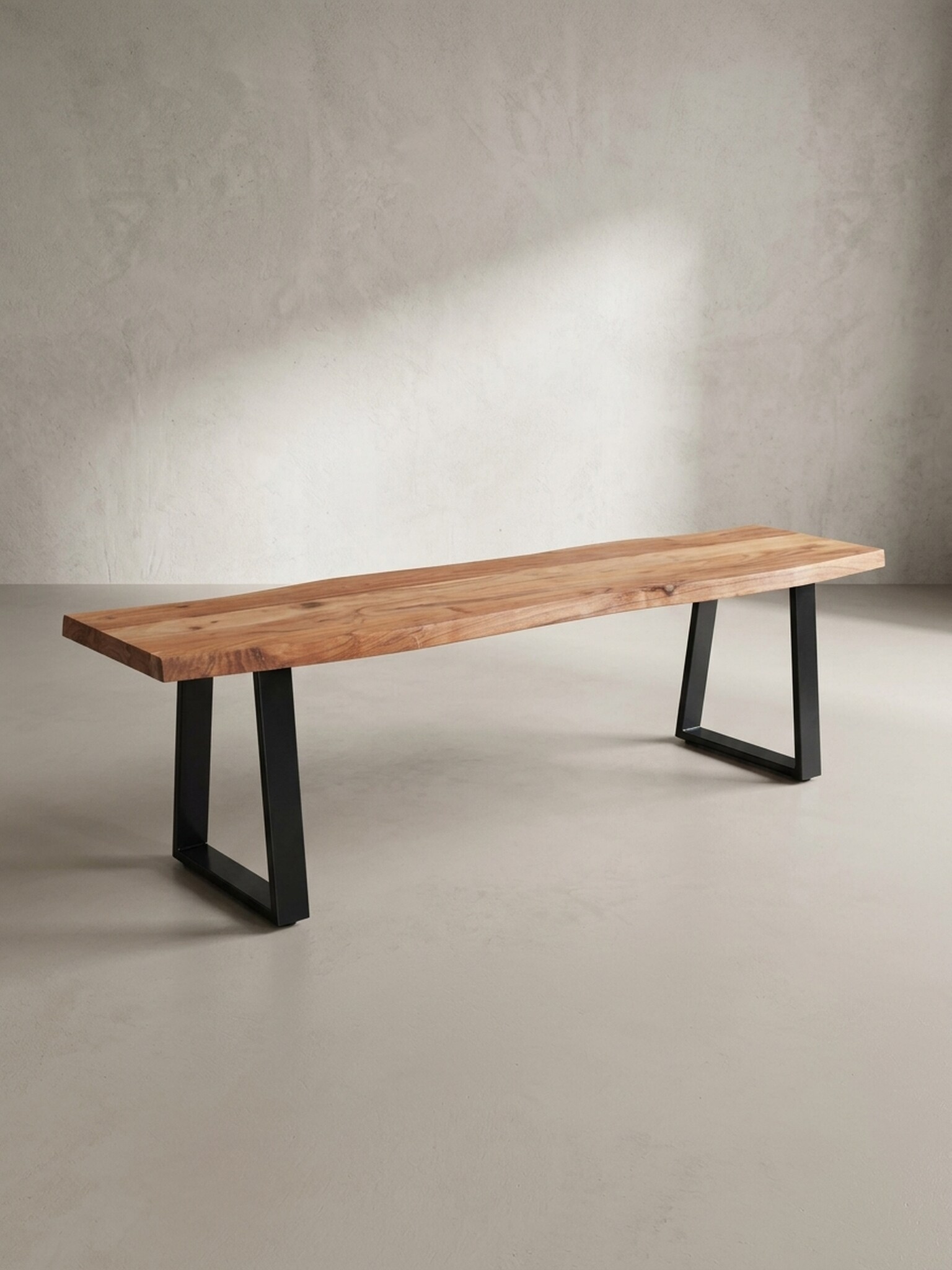 Esszimmerbank Massivholz Metall Baumkante ohne Lehne, Akazie 140x40x46 cm - Bild 1