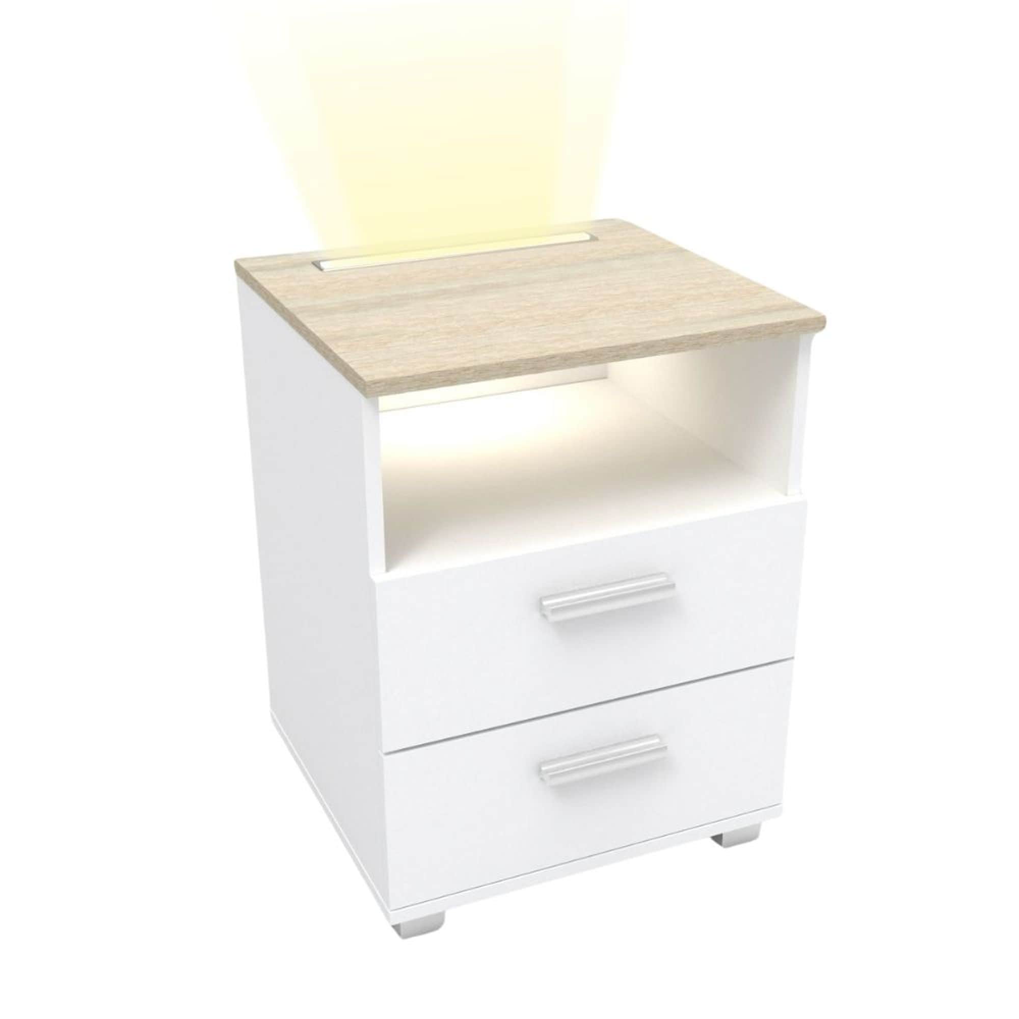 kalb | Mila - Nachtkonsole Nachttisch mit integriertem LED Licht, dimmbar Farbe: Eiche - Bild 1