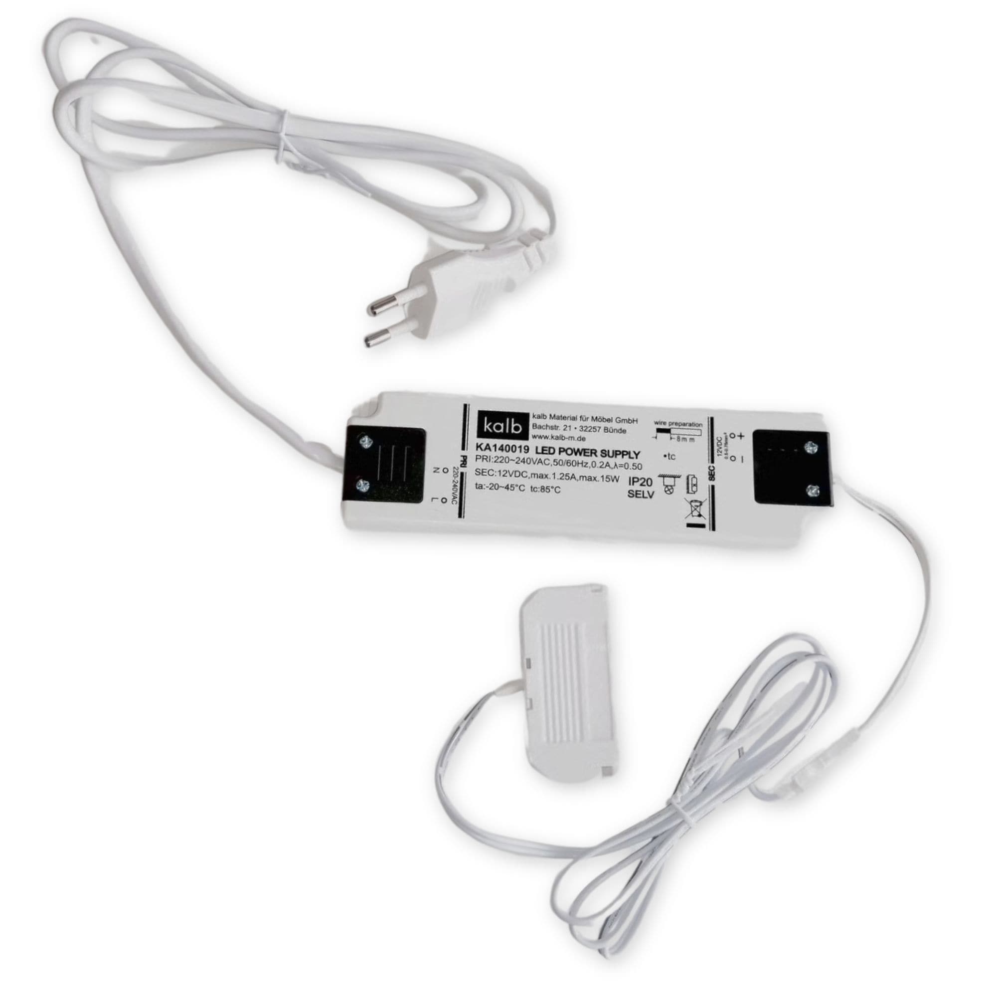 Flachnetzteil 15W, Kabel wei&szlig;, LED-Ministecksystem - Bild 1