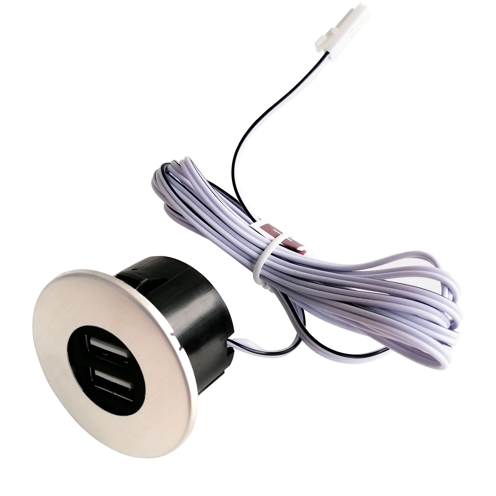 Einbau USB-Hub, Edelstahl, Steckdose f&uuml;r Smartphone, Tablet, E-Reader M&ouml;beleinbau 12V - Bild 1