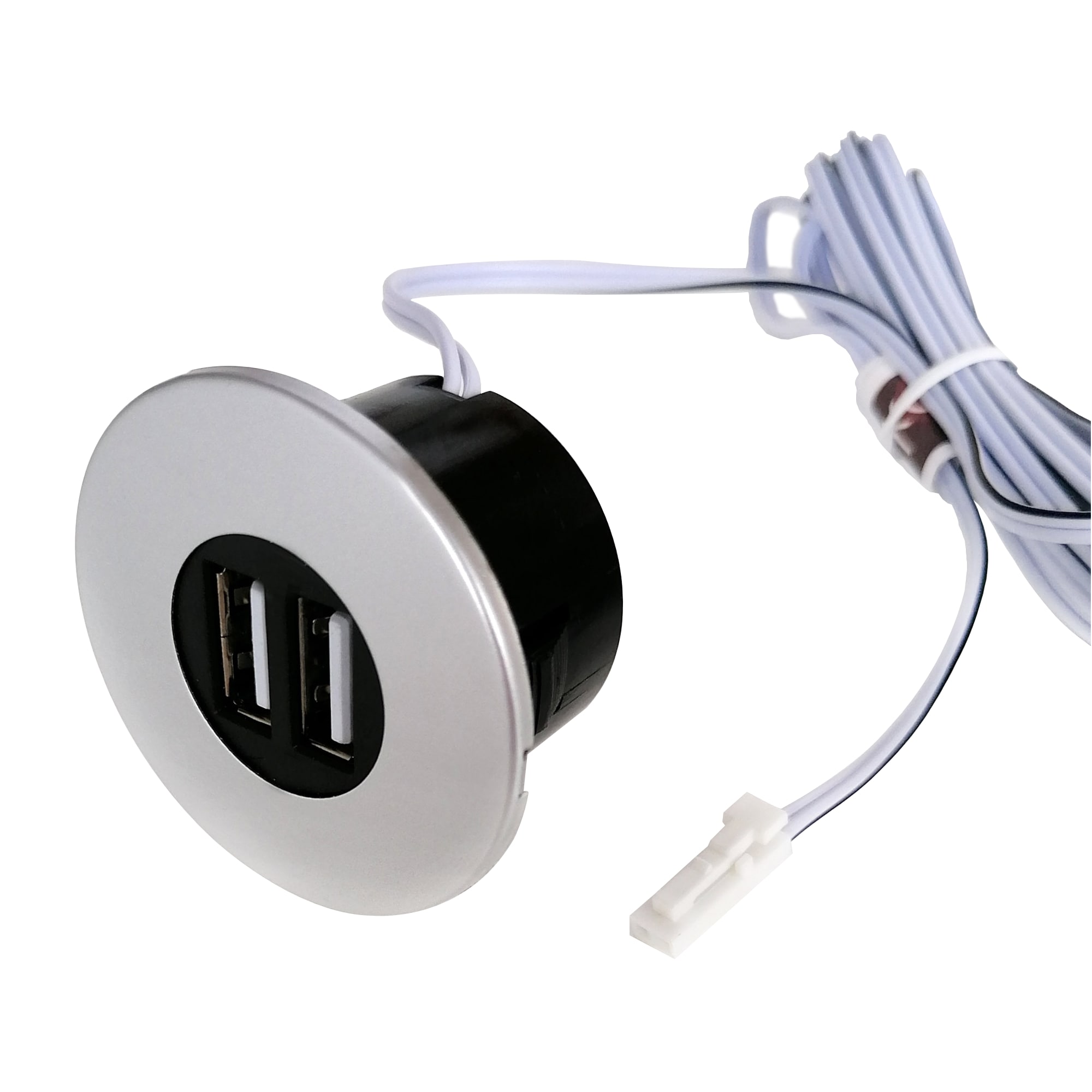 kalb | Einbau USB-Hub, Silbergrau, Steckdose f&uuml;r Smartphone, Tablet, E-Reader M&ouml;beleinbau 12V - Bild 1