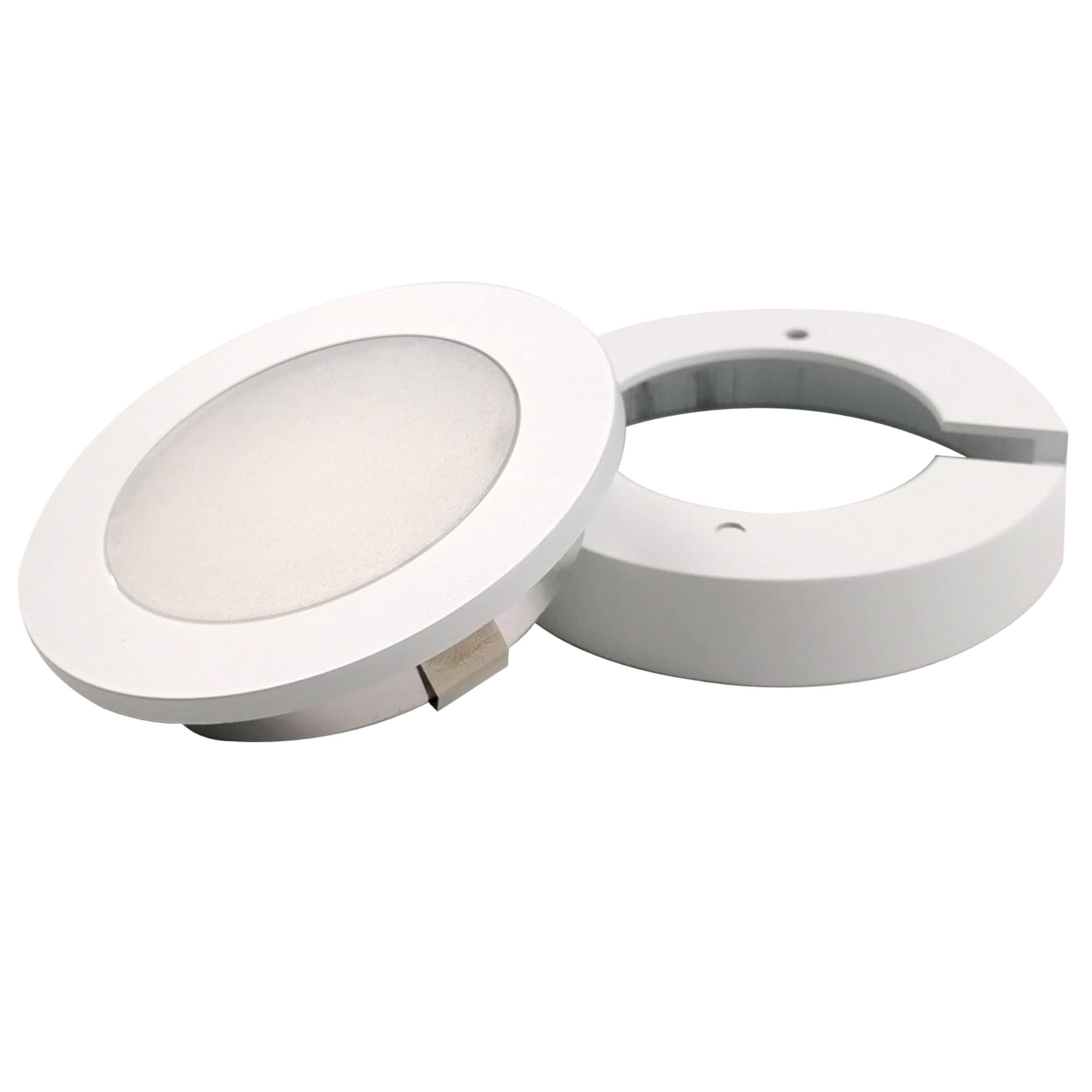 kalb | LED Einbauspot Unterbauspot Aluminium Wei&szlig; 12VDC 4 Watt Warmwei&szlig; 6,3cm &Oslash; Einbaustrahler f&uuml;r M&ouml;bel inkl. Aufsatzring - Bild 1