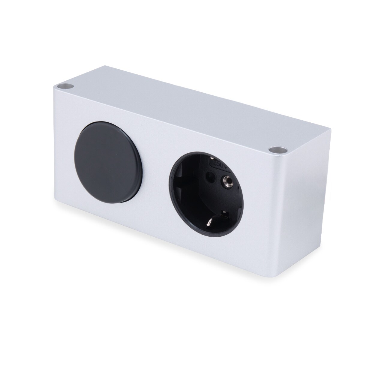 kalb | 10W LED-Netzteil 12V DC zum Einbau in M&ouml;bel mit 230V Steckdose und Schalter, Kombibox, Powerbox, LED-Trafo, Silbergrau - Bild 1