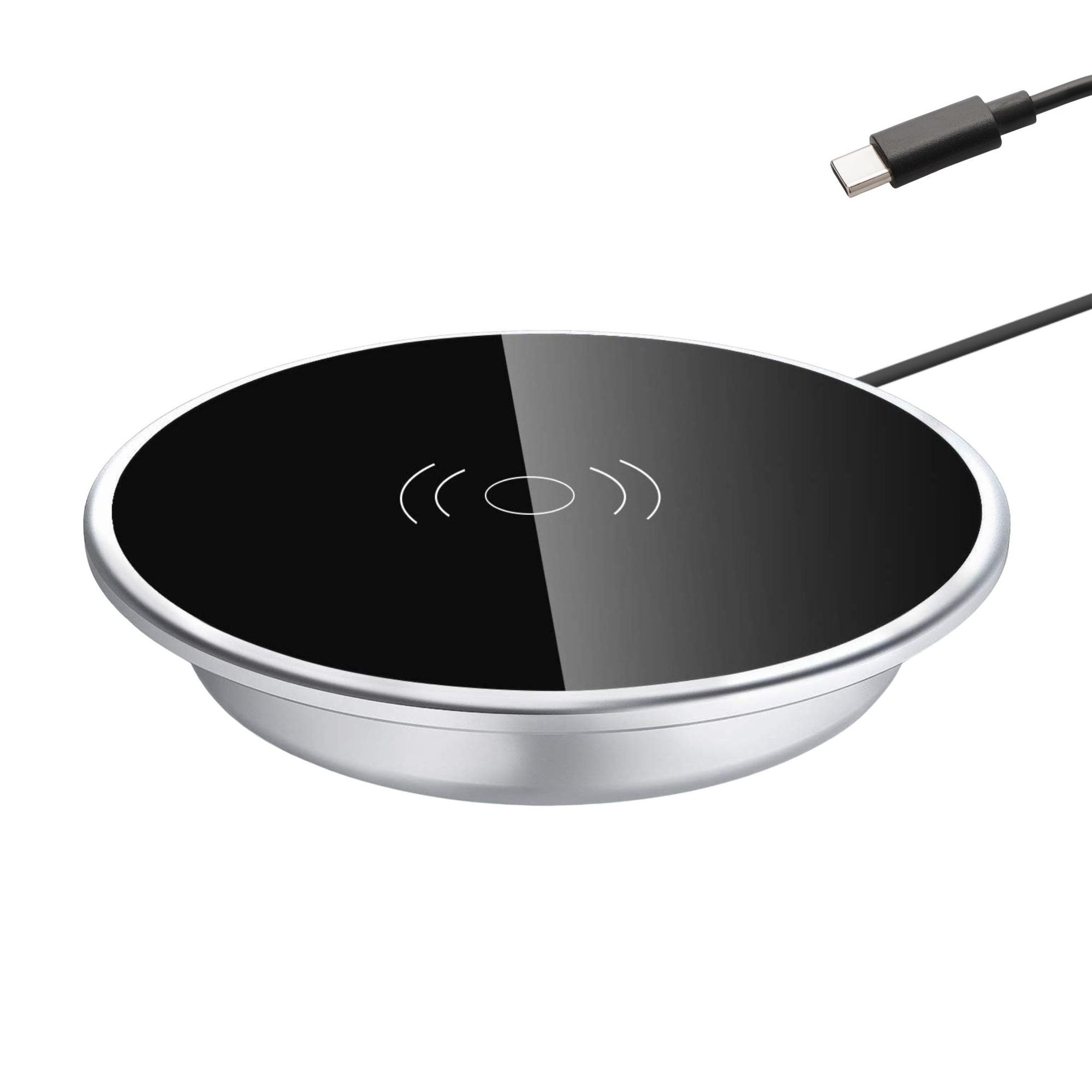 Qi Einbau Ladeger&auml;t 15W, M&ouml;bel Wireless Charger, USB-C, &Oslash; 60mm - Bild 1