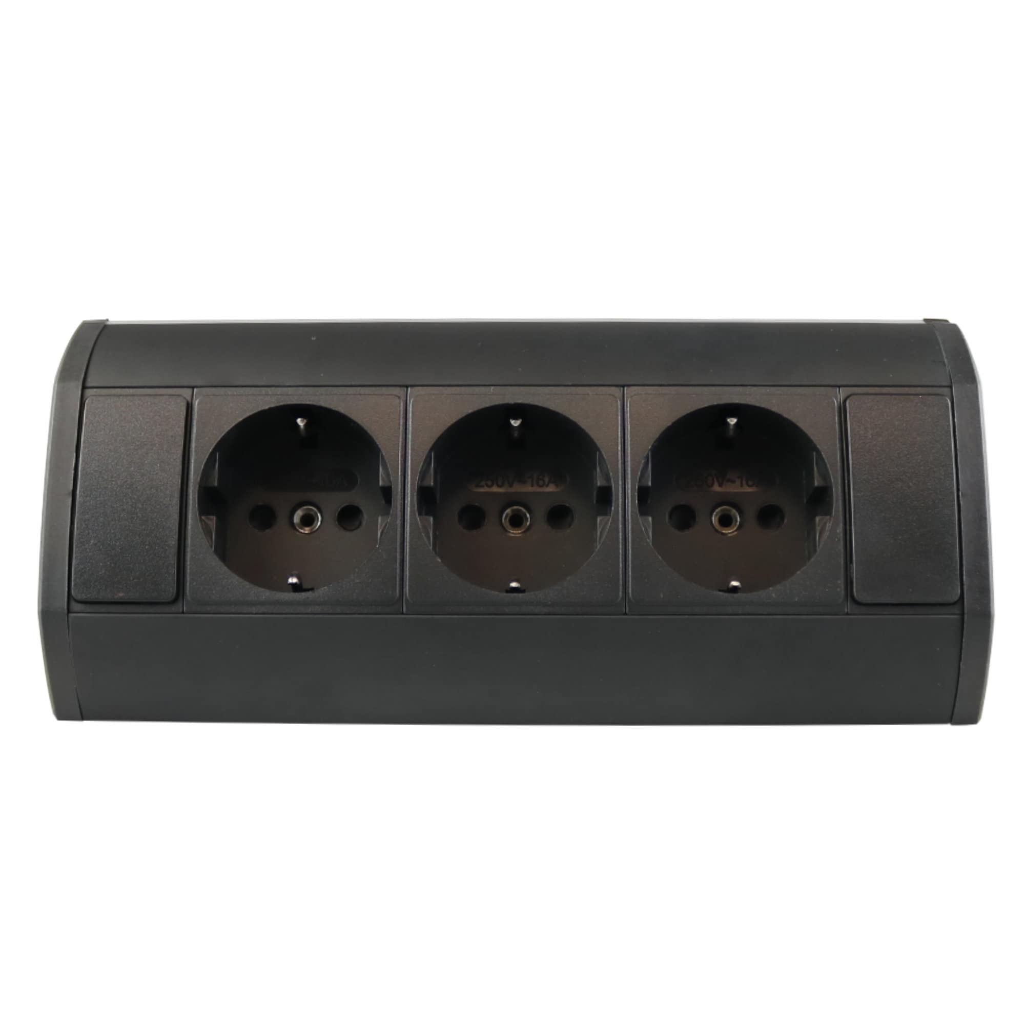 kalb | Ecksteckdose 3-fach Steckdosenleiste, Unterbau- / Aufsatz-Steckdose, 1m Anschlusskabel mit EU-Stecker, schwarz - Bild 1