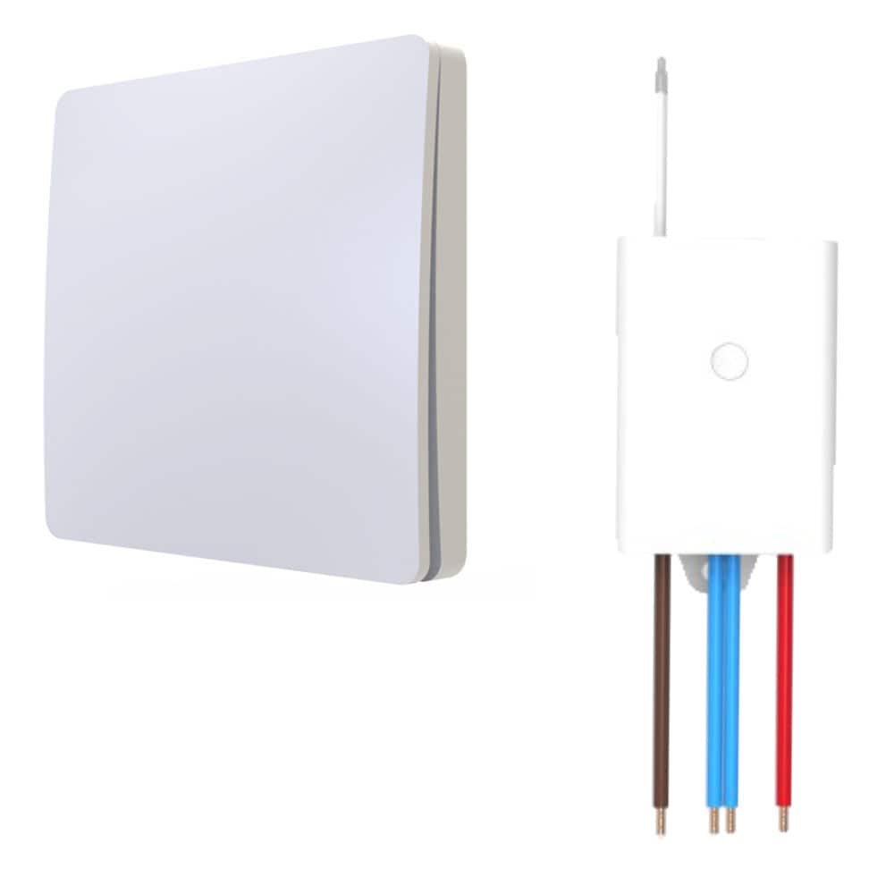 Schalter und Empf&auml;nger Funkschalter SET f&uuml;r LED Beleuchtung 230V Montage an der Wand Taster Drahtlos Kinetisch Batterielos - Bild 1