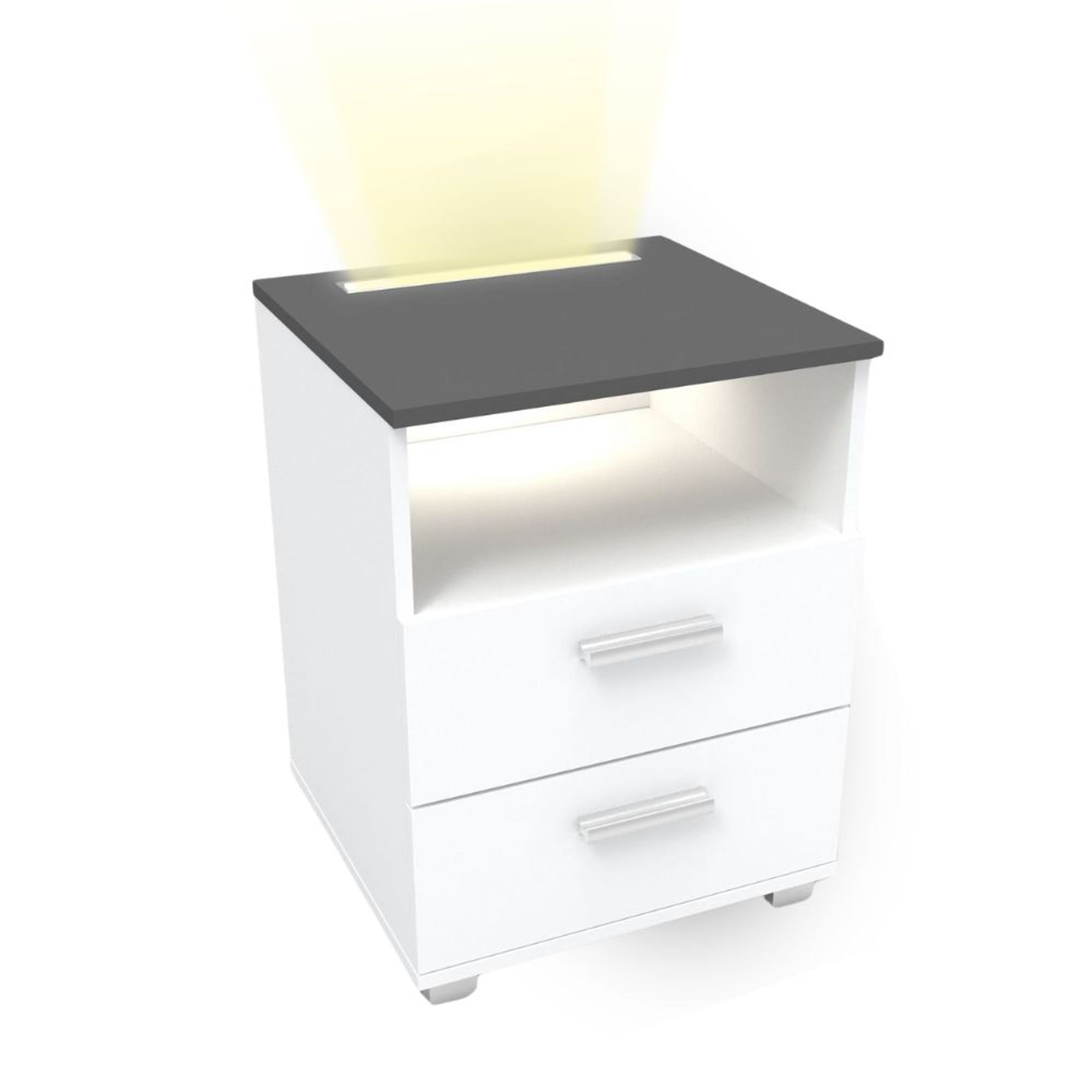 Mila - Nachtkonsole Nachttisch mit integriertem LED Licht, dimmbar Farbe: Antrahzit