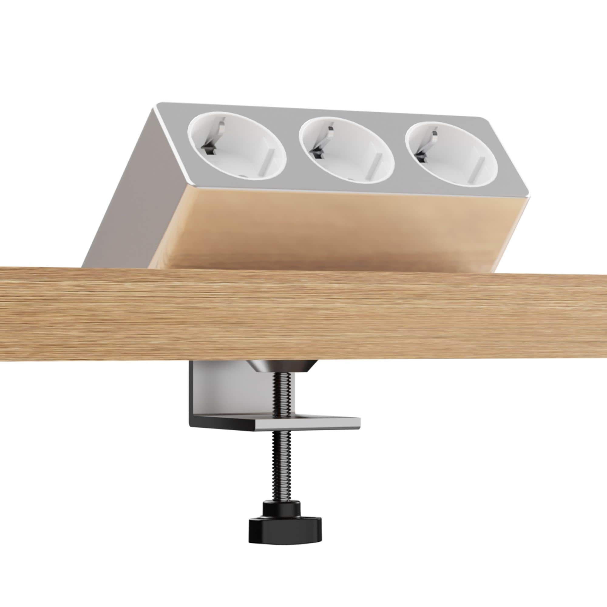 Luxor 3-fach Steckdose, EU-Schutzkontakt, 2m Kabel, Tischklemme, Untertischmontage, B&uuml;rosteckdose, Mehrfachsteckdose Tisch, 230VAC, Schreibtischsteckdose, Flexibel montierbar, Kabelmanagement, 16A - Bild 1
