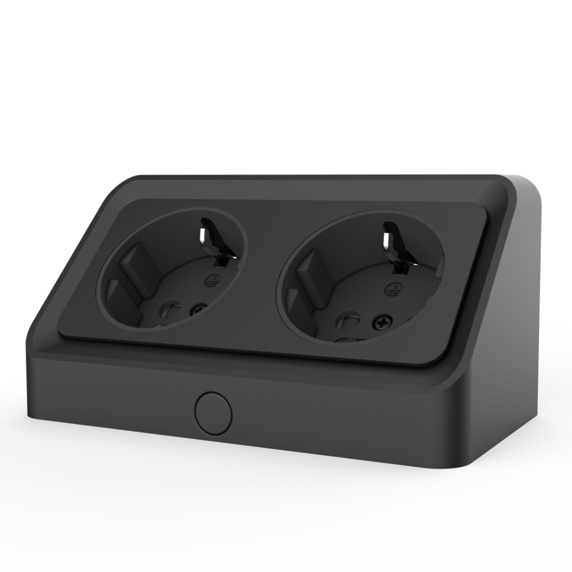 kalb | Avena, angewinkelte 2-fach Steckdosenleiste, 230&nbsp;VAC Direktanschluss, schwarz, inkl. Bohrschablone, Doppelsteckdose f&uuml;r M&ouml;belmontage & Badezimmerschr&auml;nke - Bild 1