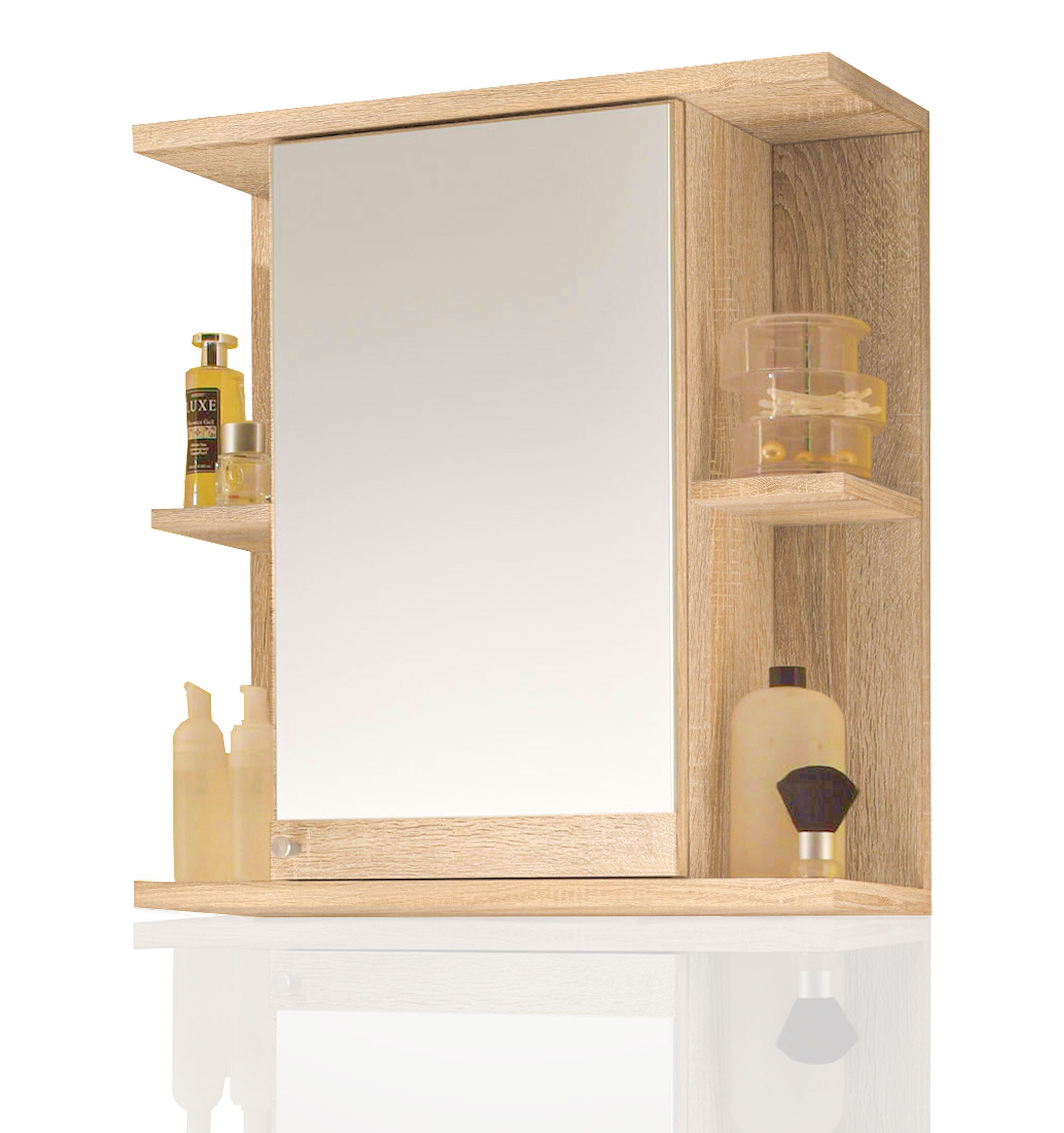 Badm&ouml;bel Spiegelschrank Badschrank mit Ablagen Sonoma - Bild 1