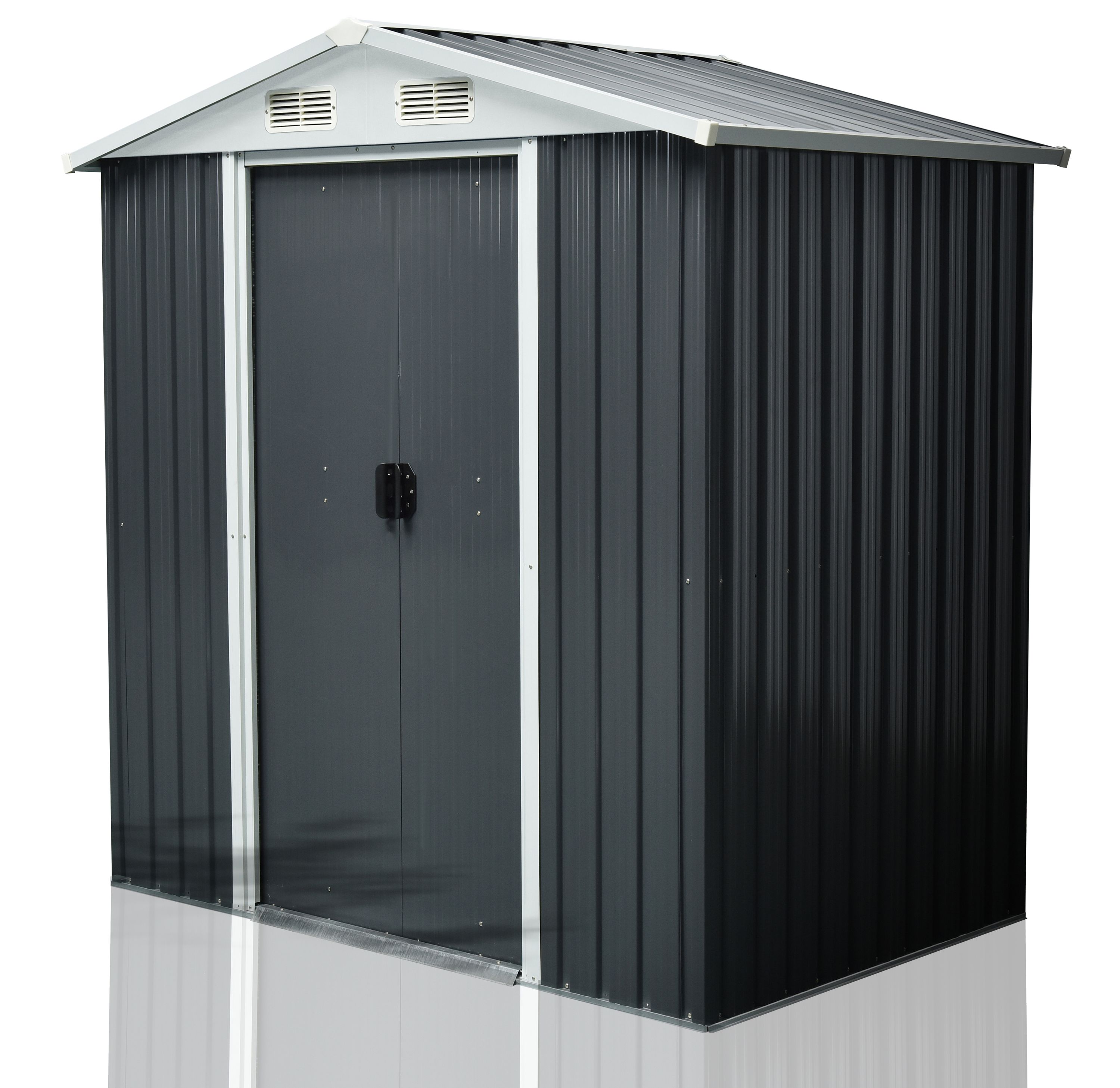 Ger&auml;teschuppen mit Doppelschiebet&uuml;r und Bel&uuml;ftung aus Metall Ger&auml;tehaus SAFE L - Bild 1