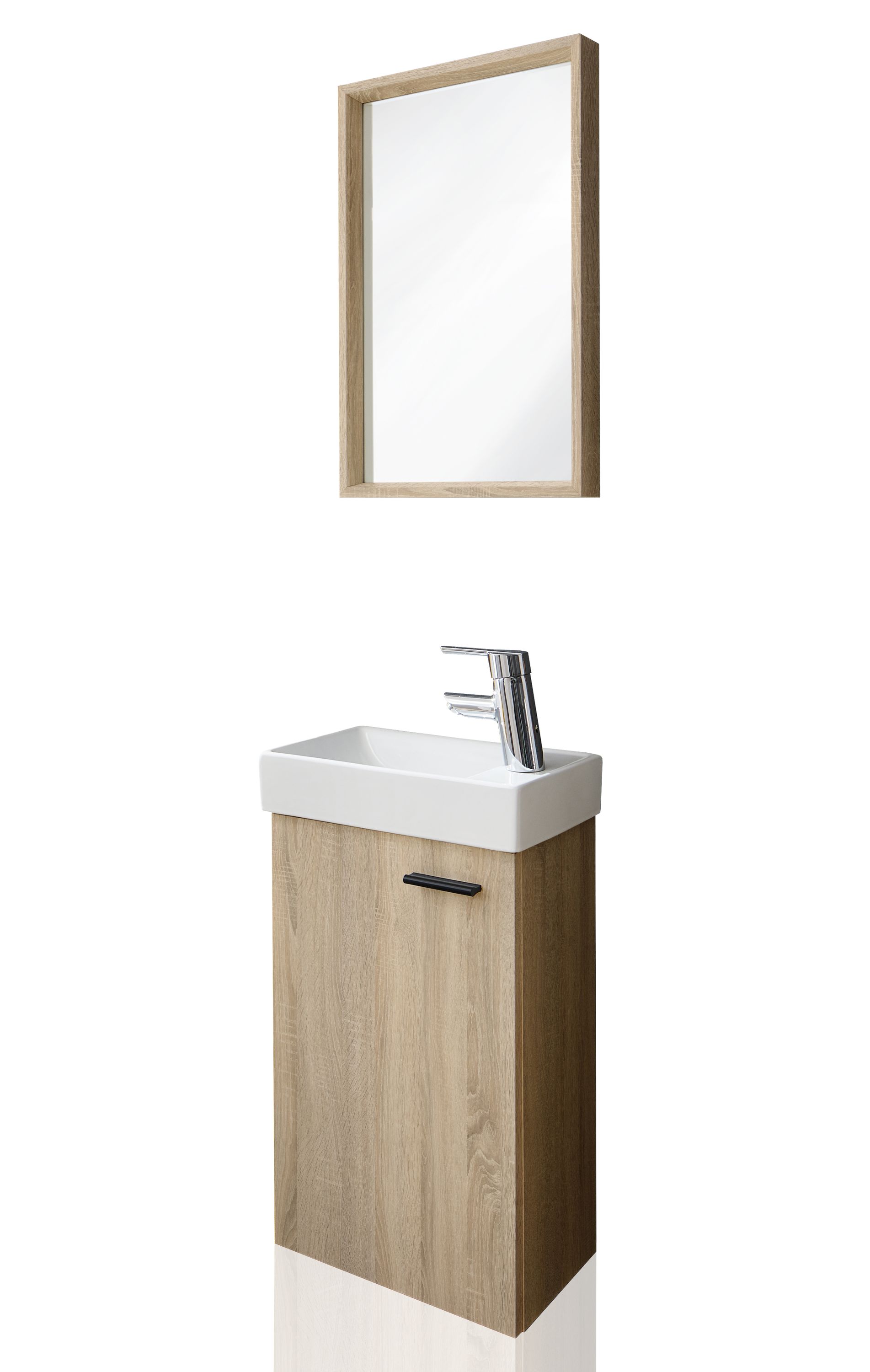 G&auml;ste WC Badm&ouml;bel Set Waschbecken mit Unterschrank klein Sonoma - Bild 1